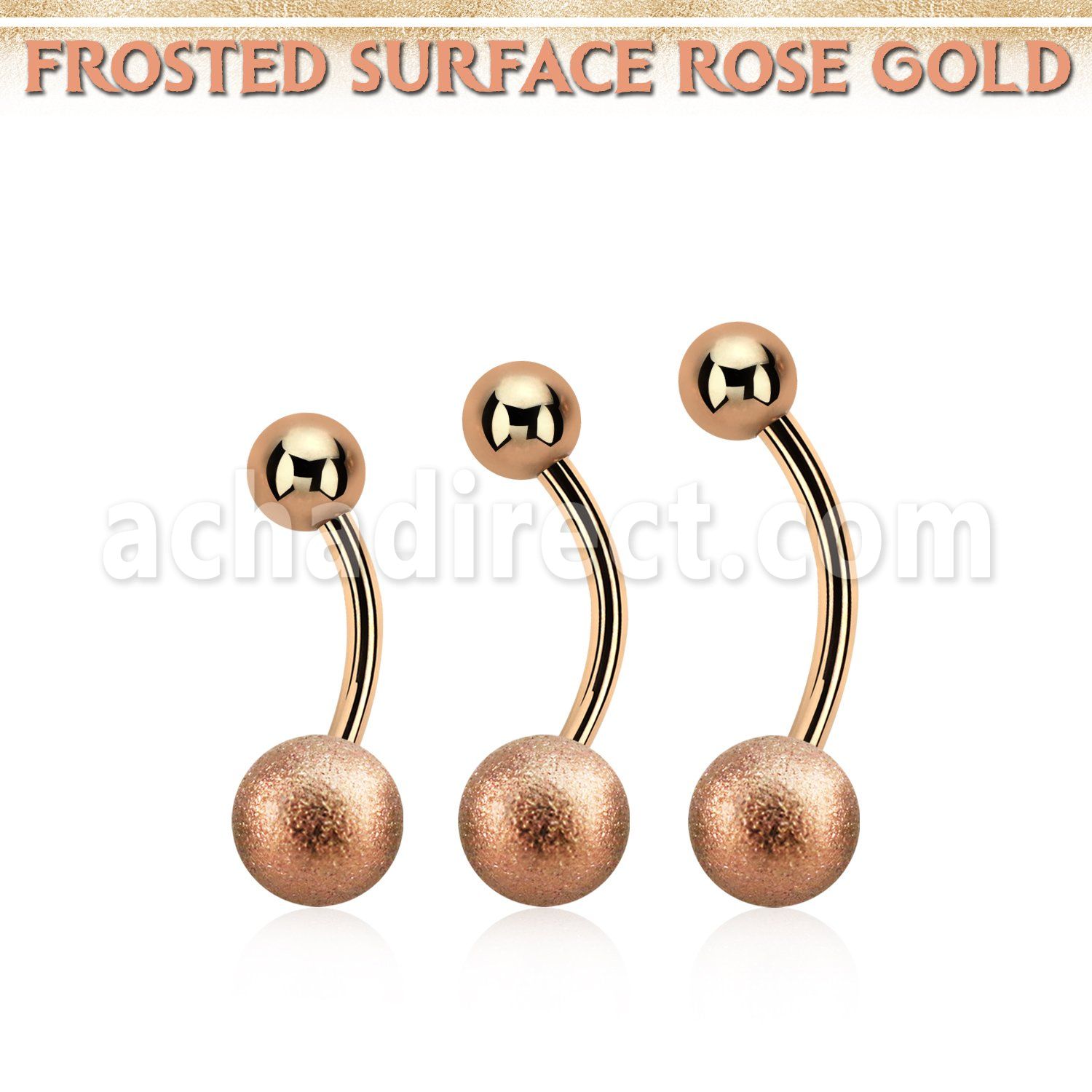 bnttfo8 piercing ombligo acero quirurgico oro rosa bola acero esmerilado 8mm bola acero liso 5mm venta