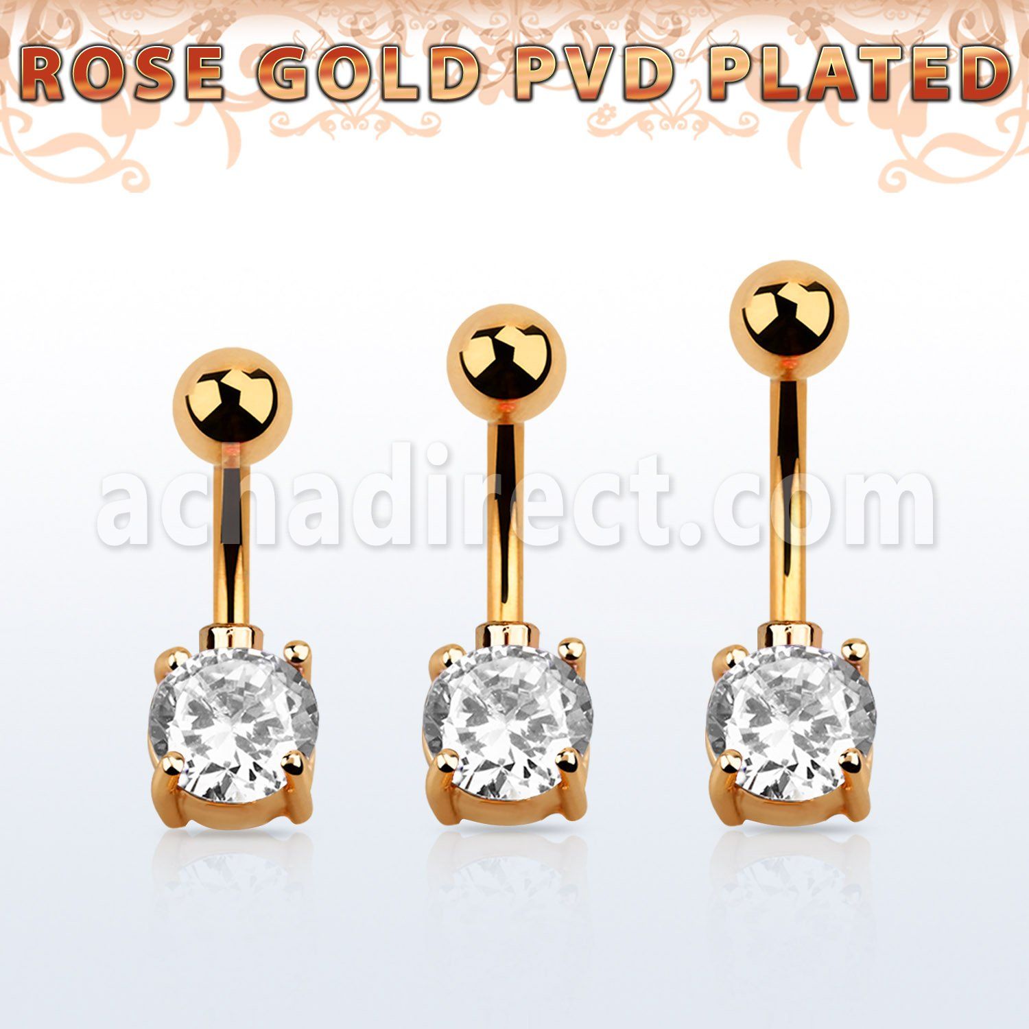 bnttrdz banana ombligo acero quirurgico oro rosa redonda zirconia redonda 7mm el engaste esta hecho laton oro rosa distribuidor