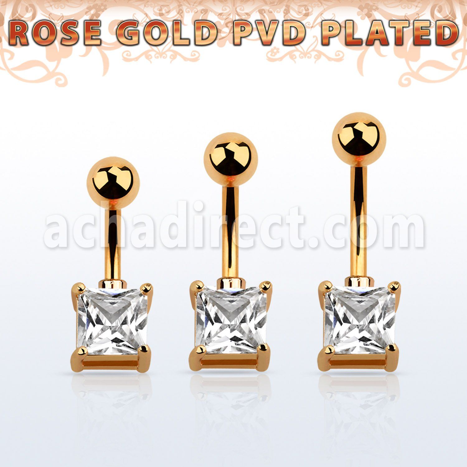 bnttsqz banana ombligo acero quirurgico pvd oro rosa set puntiagudo cuadrada cz 7mm el engaste esta hecho laton oro rosa mayorista