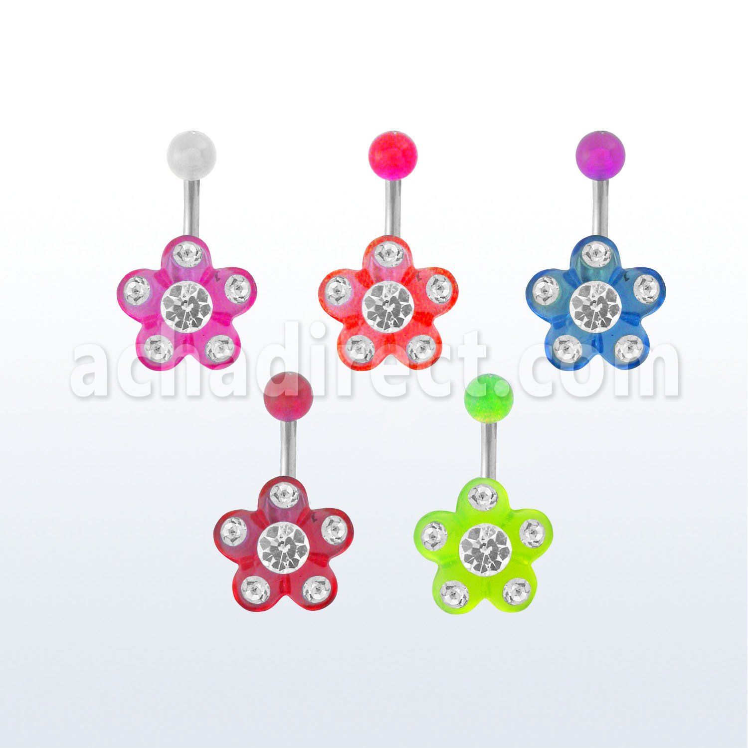 bnuvfl10 piercing ombligo acero quirurgico flor acrilica petalos cristal cristal centro bola acrilica distribuidor mayorista