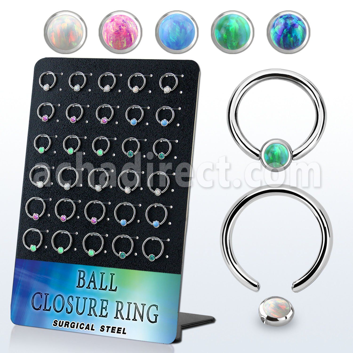 board 30 steel ball closure ring 8   10mm 4mm disk w opal