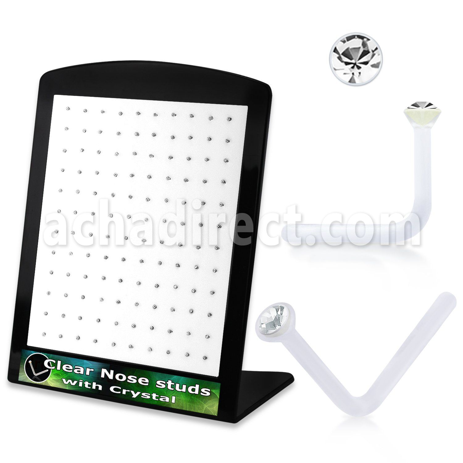 brac3 display expositor 120 piercing nariz l acrilico transparente cristal claro redondo 1 5mm distribuidor