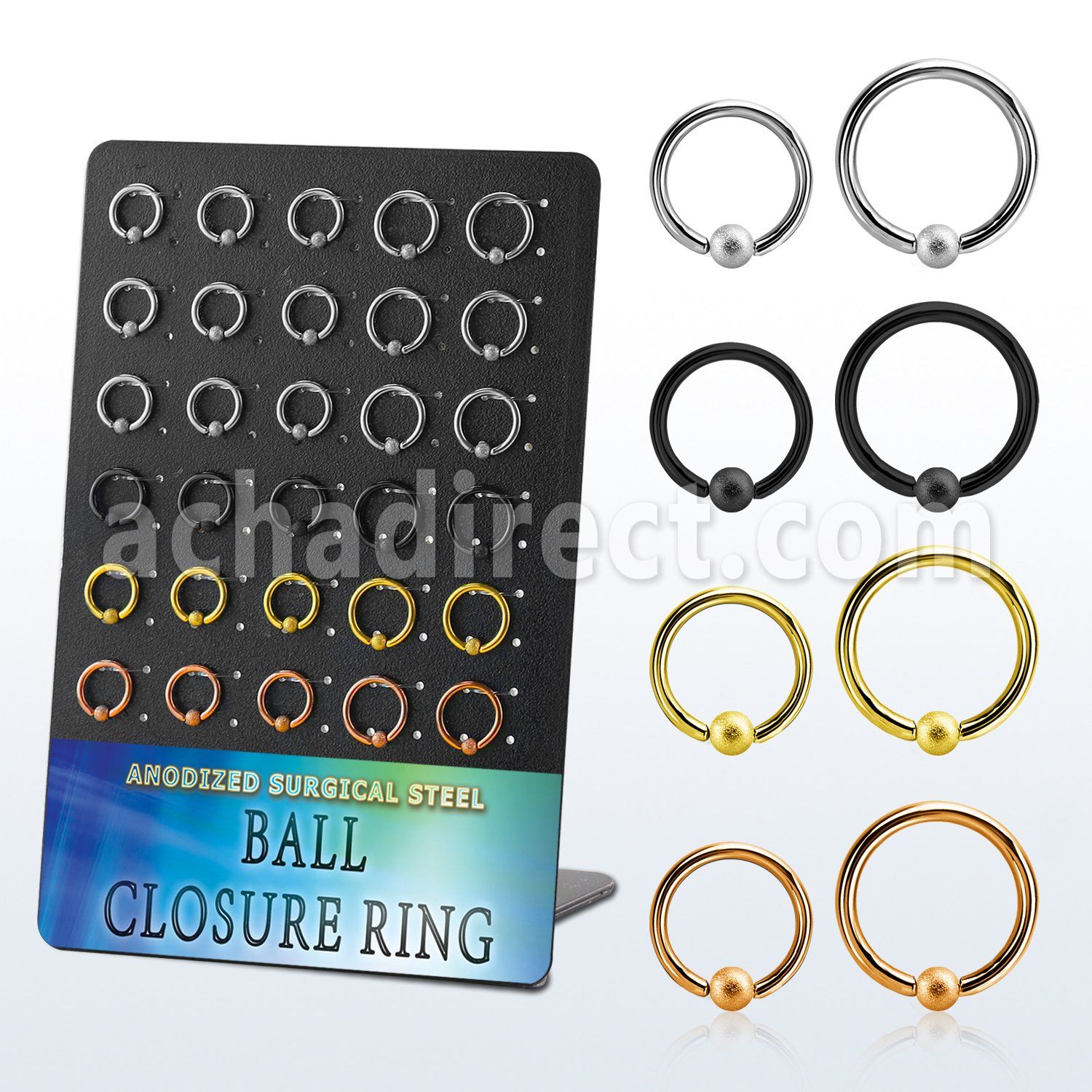 brcrt3b display unidades aro bola presion acero chapados pvd negro oro oro rosa bola