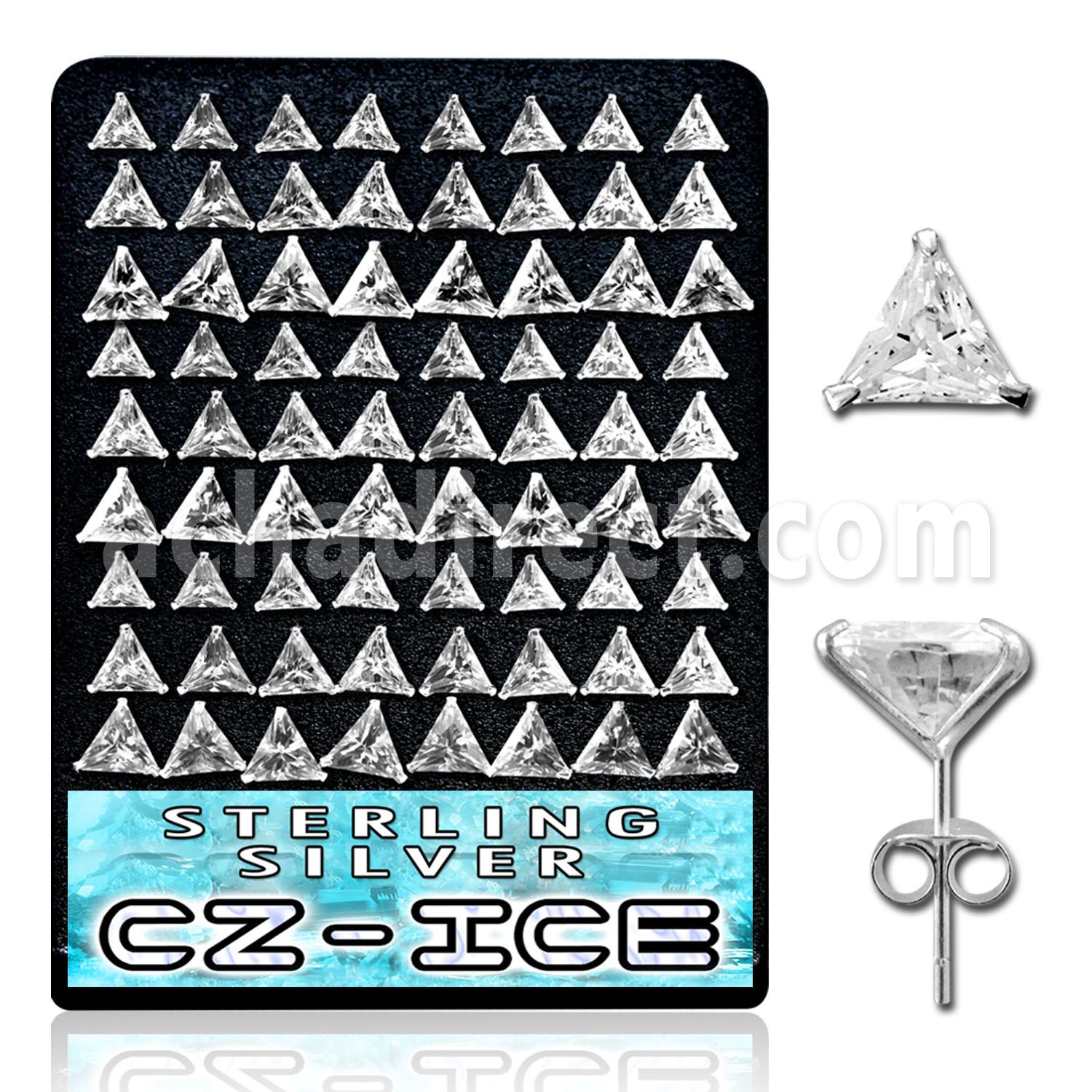brcztr display 36 pares piercings oreja plata esterlina zirconia claras tri 6mm 8mm mayorista