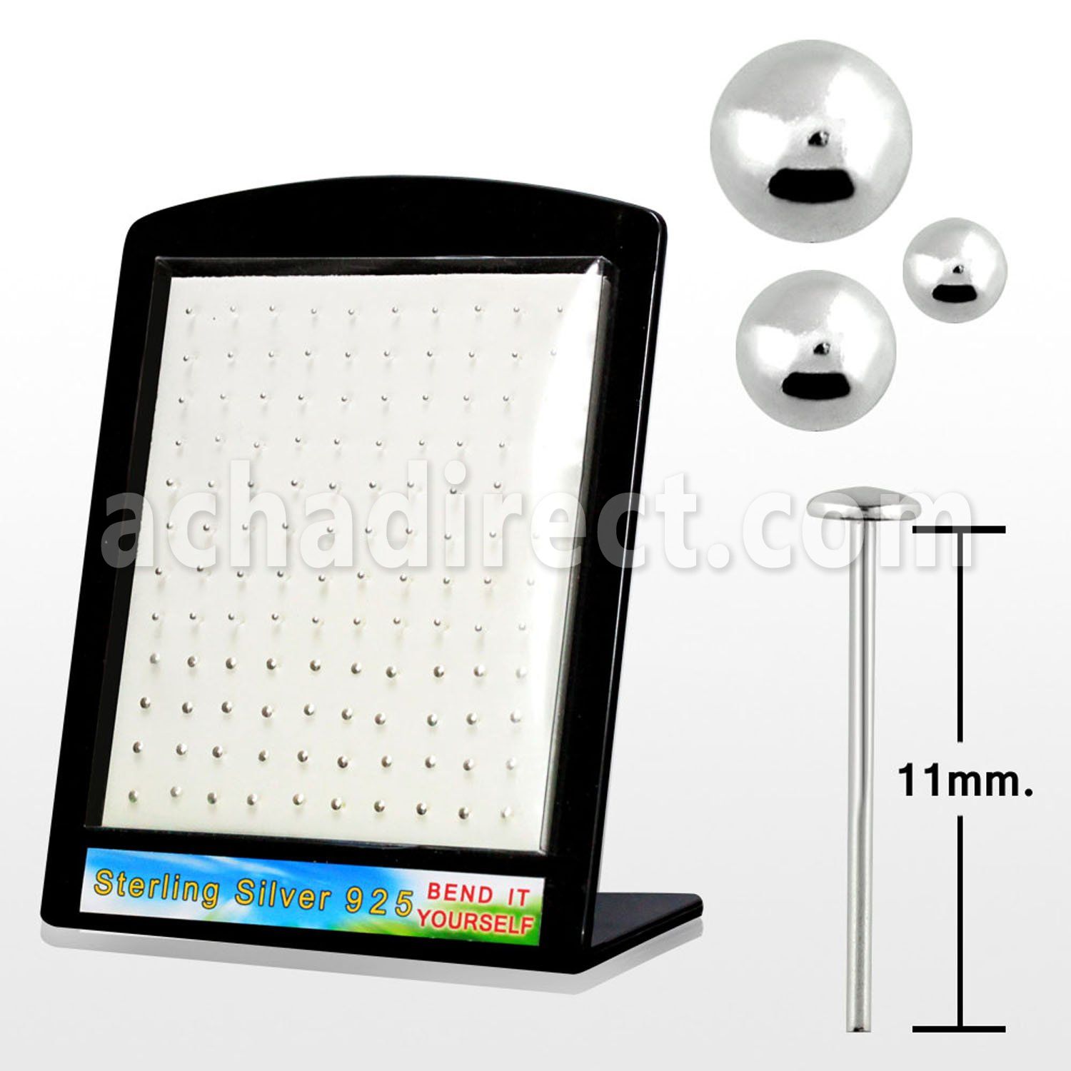 brmnyb display 120 piercing nariz doblar tu mismo plata esterlina 925 0 6mm 1 5mm bola 2mm redonda 2mm venta