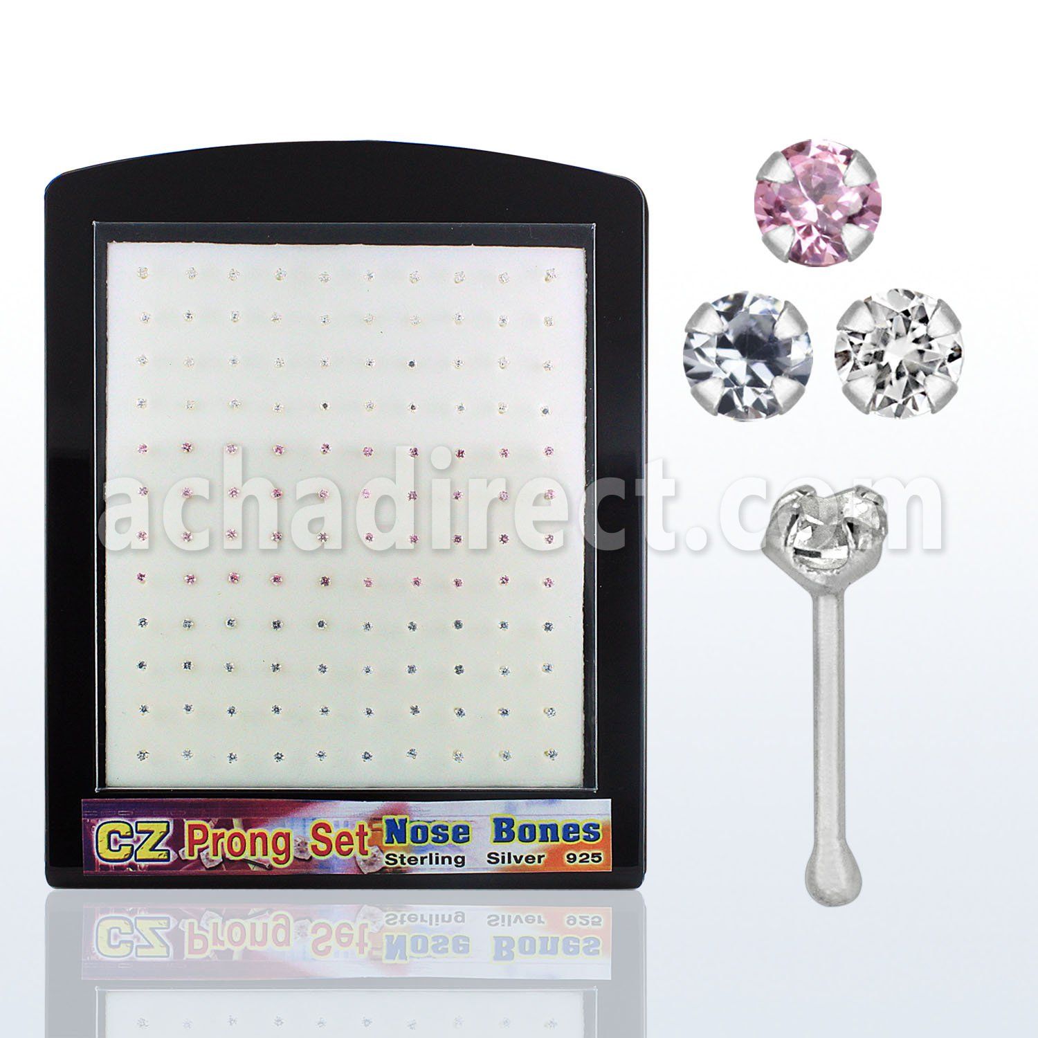 brnbczm display 120 piercings nariz hueso plata esterlina 925 0 6mm zirconia redondas 2mm distribuidor
