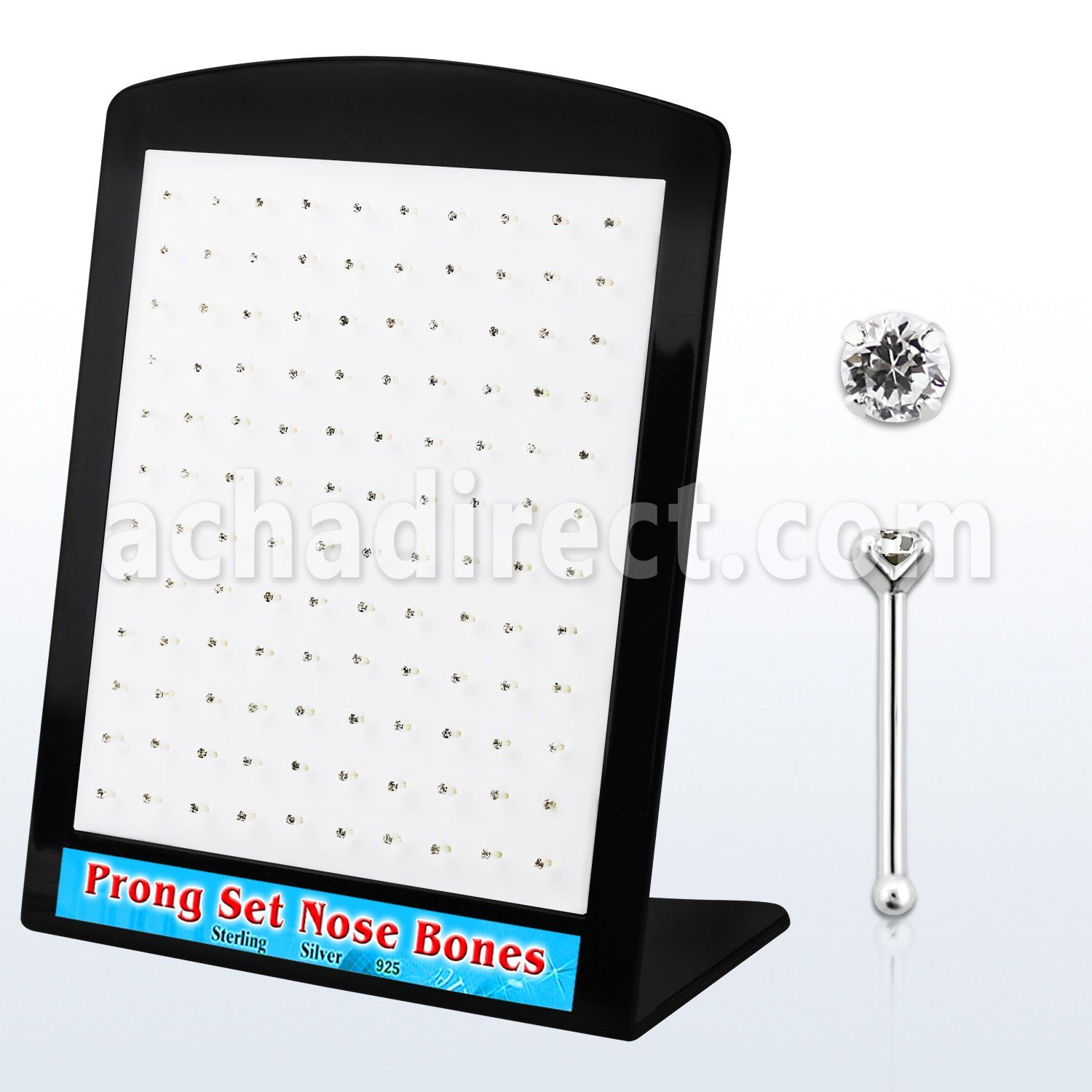 brnbpc display 120 piercings nariz hueso plata esterlina 925 0 6mm cristal redondo 1 5mm distribuidor mayorista