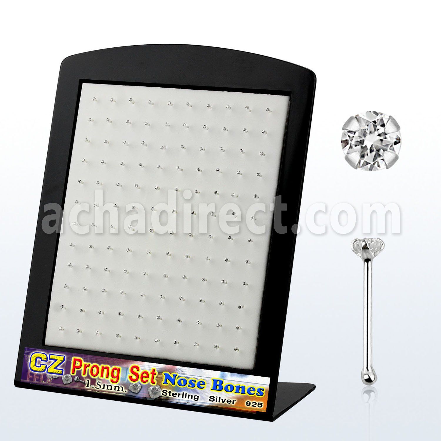 brnbzc display 120 piercing nariz hueso plata esterlina 925 0 6mm zirconia redonda 1 5mm mayorista