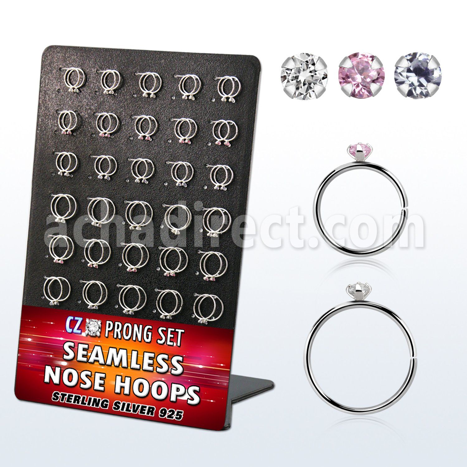 brnhm27 display 60 aro continuo nariz plata 925 0 6mm zirconia redonda 2mm   516 & 38 8mm & 10mm venta