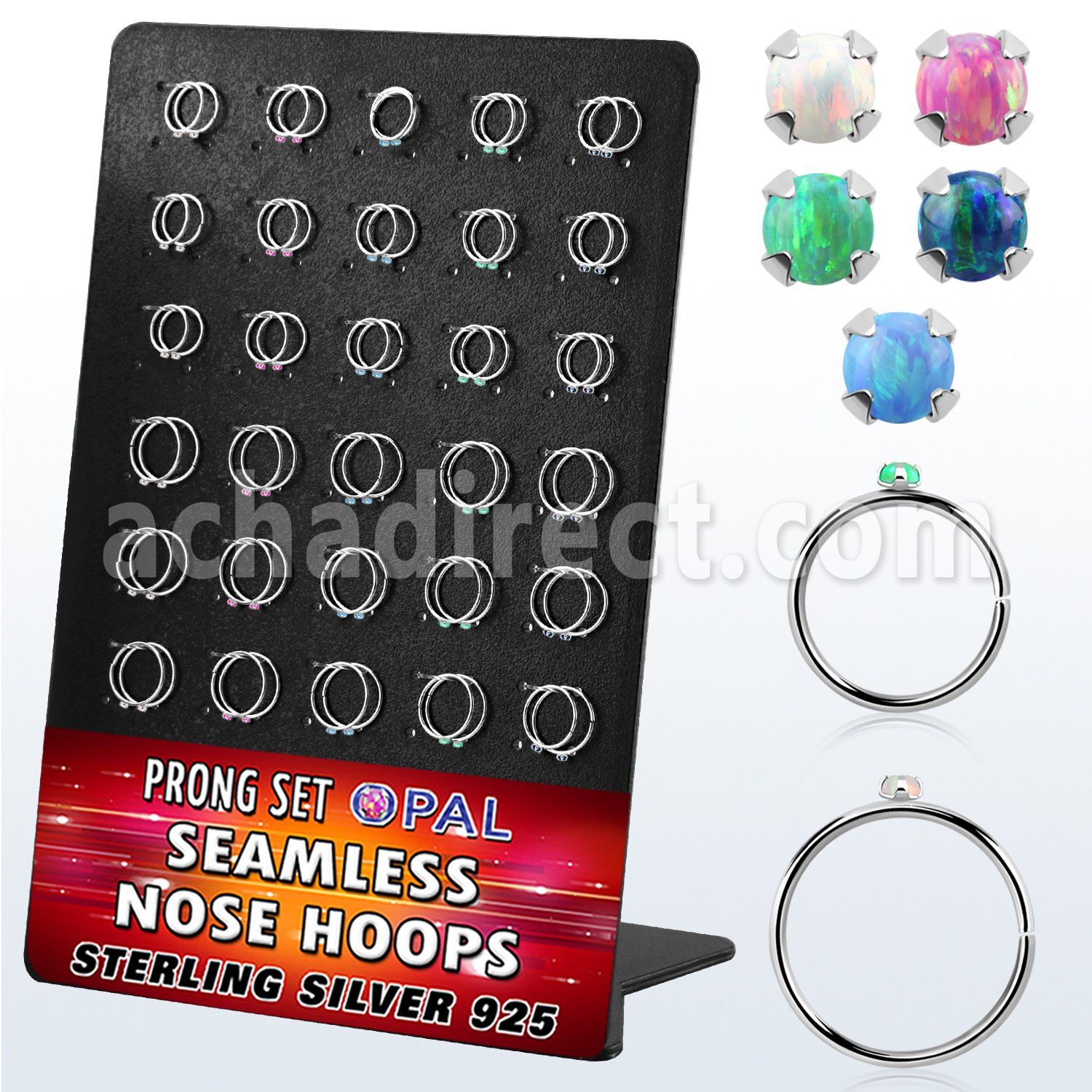 brnhm31 display 60 aro continuo nariz plata 925 0 6mm opalos sinteticos redondos 1 5mm 516 & 38 8mm & 10mm distribuidor mayorista