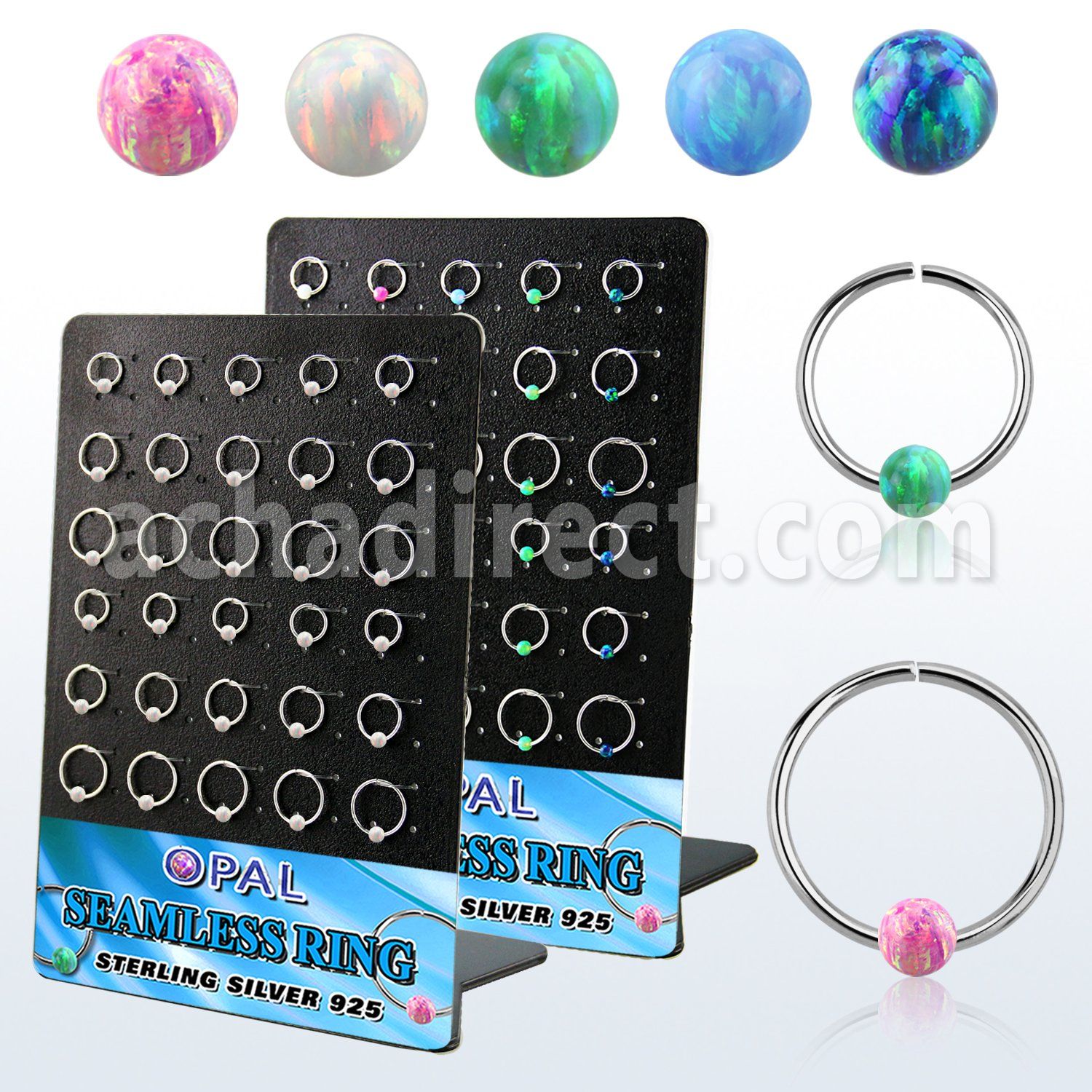 brnhm42 display 30 aro continuo plata 925 opalo 3mm 8mm 12mm mayorista