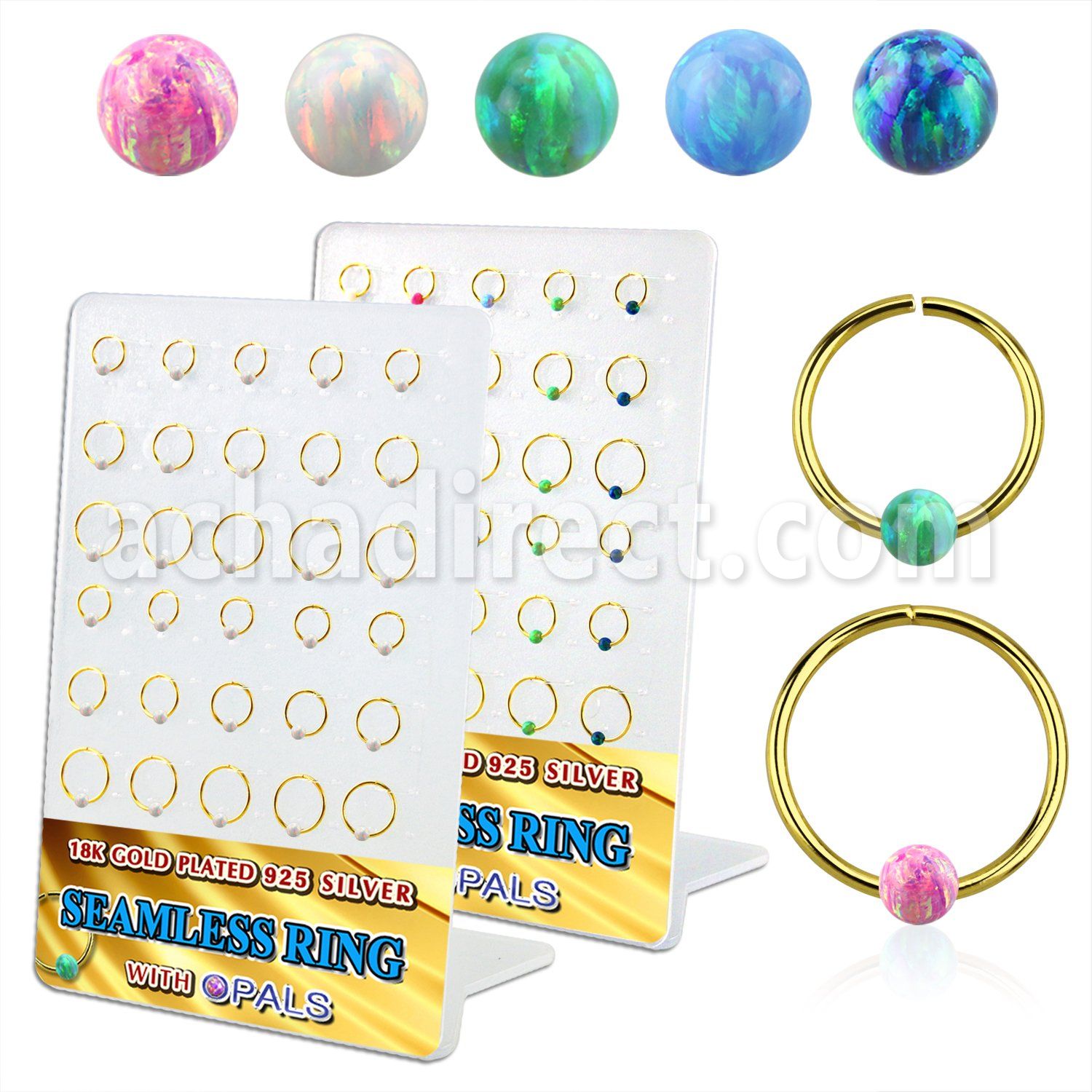 brnhm43 display 30 aros continuos plata 925 oro 18 kts opalo 3mm 8mm 12mm venta