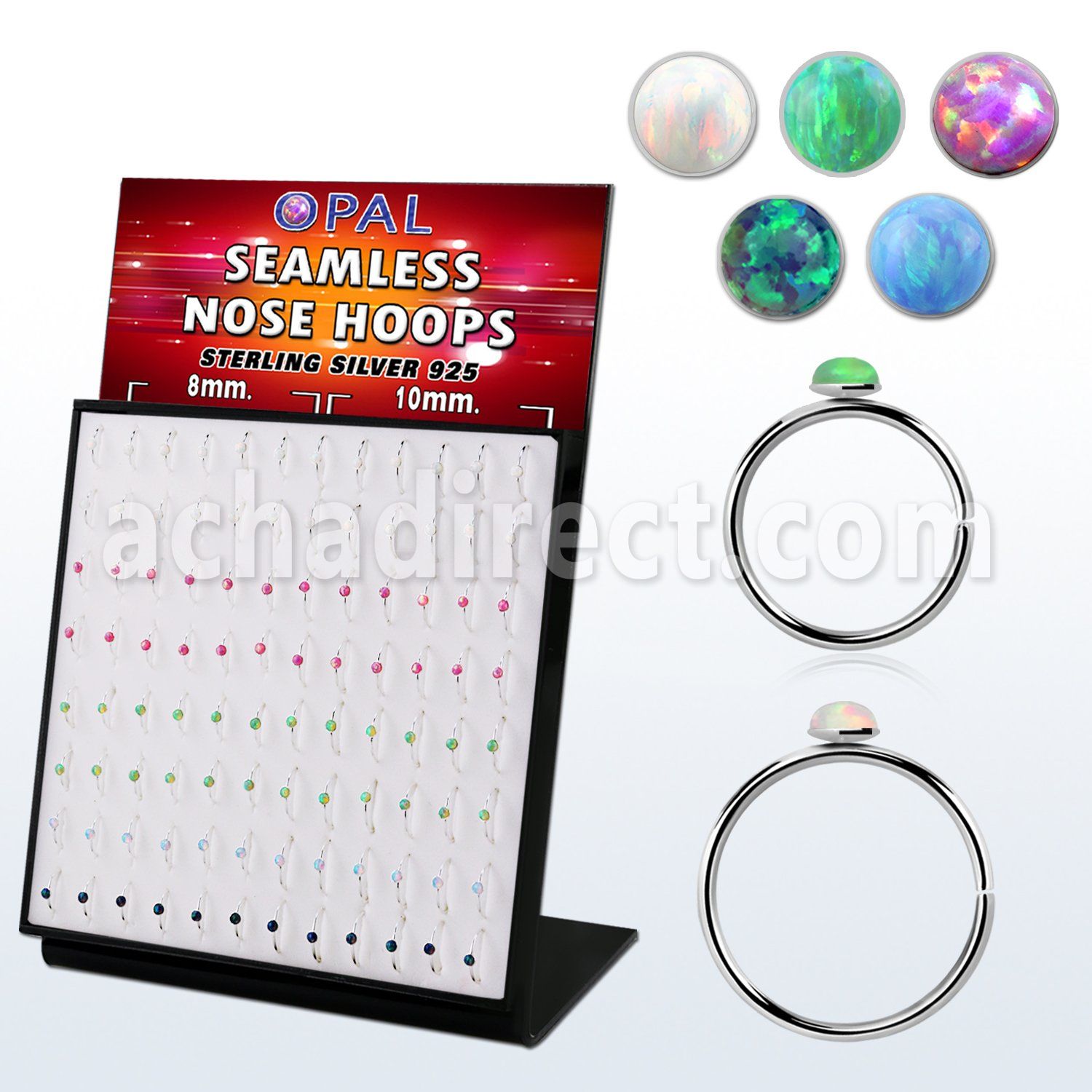 brnhmx38 display 96 aro continuo nariz plata 925 0 6mm redondeada 2mm opalo 516 38 8mm 10mm al por mayor