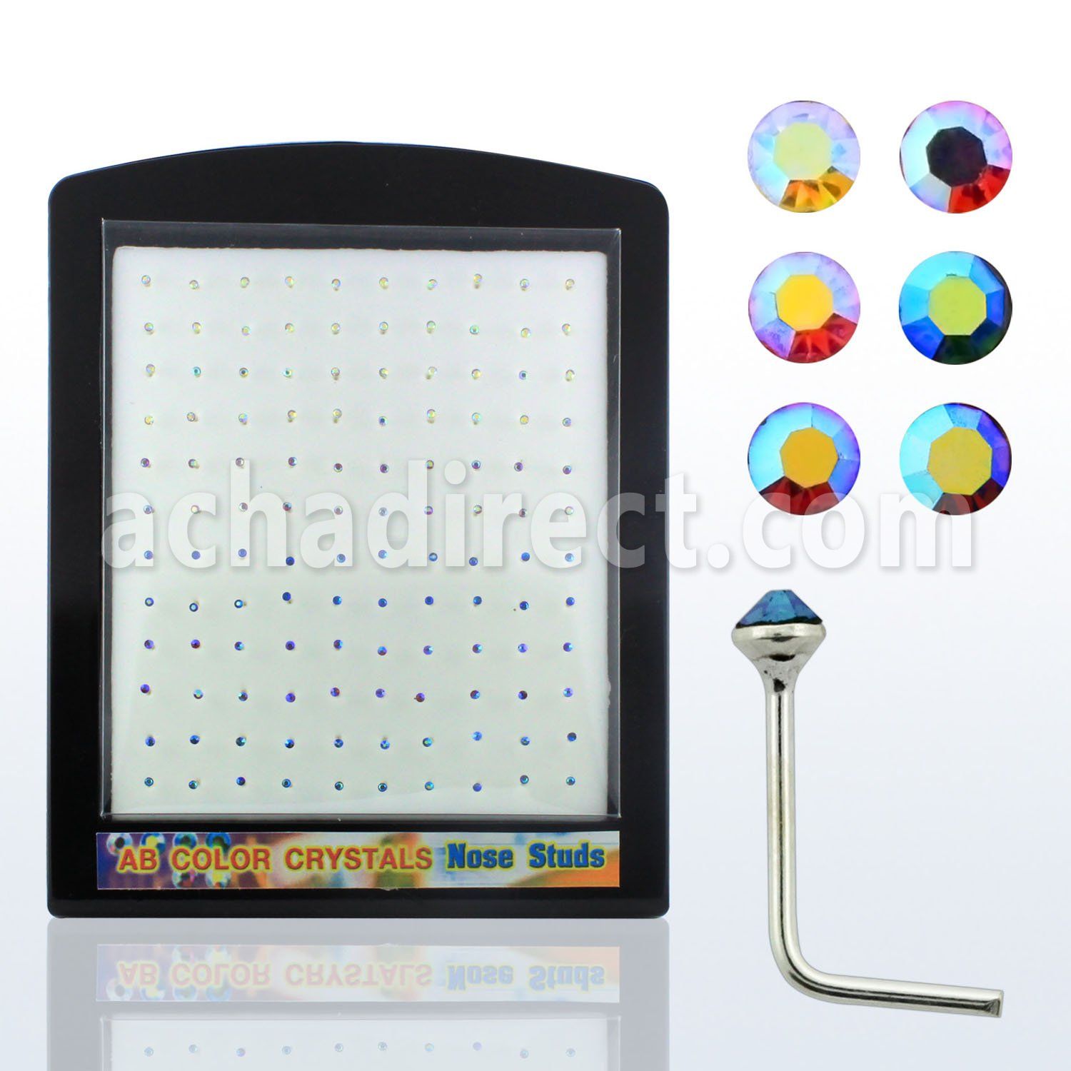 brnsab display 120 piercing nariz l plata 925 0 6mm cristal redondo 1 5mm colores recubrimiento ab venta