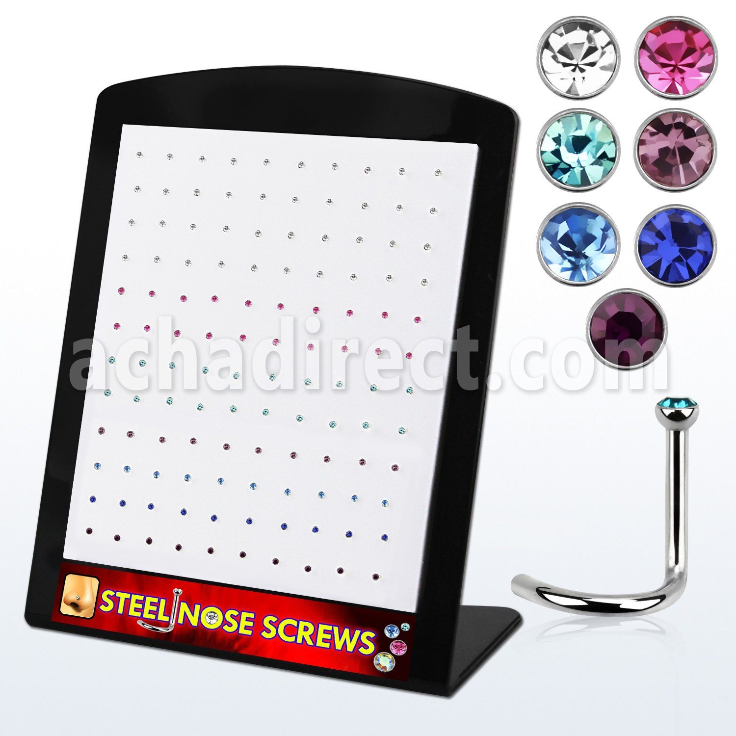 brnsc18m display 120 piercing nariz l acero 316l 1mm cristal redondo 2mm distribuidor mayorista