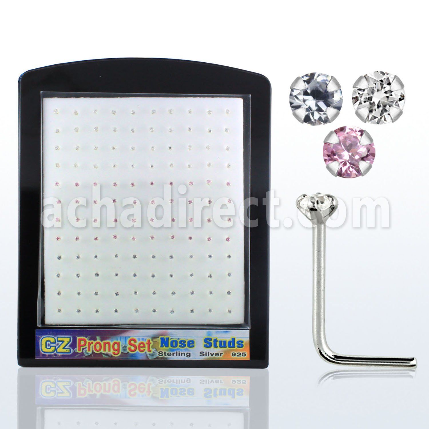 brnsczm display 120 piercing nariz l plata 925 0 6mm zirconia redondas 2mm venta