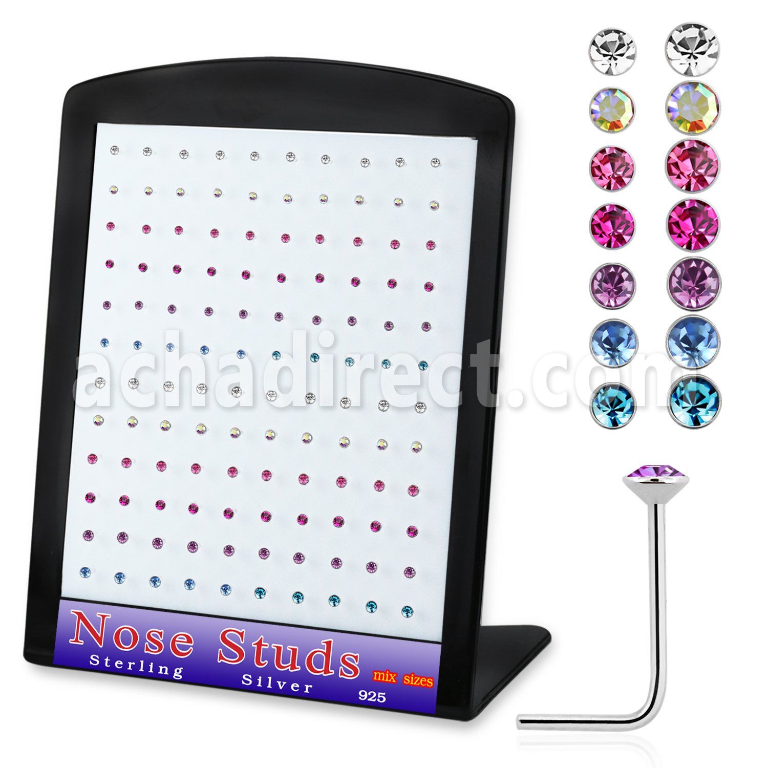 brnsmm10 925 sterling silver nose studs round crystal tops