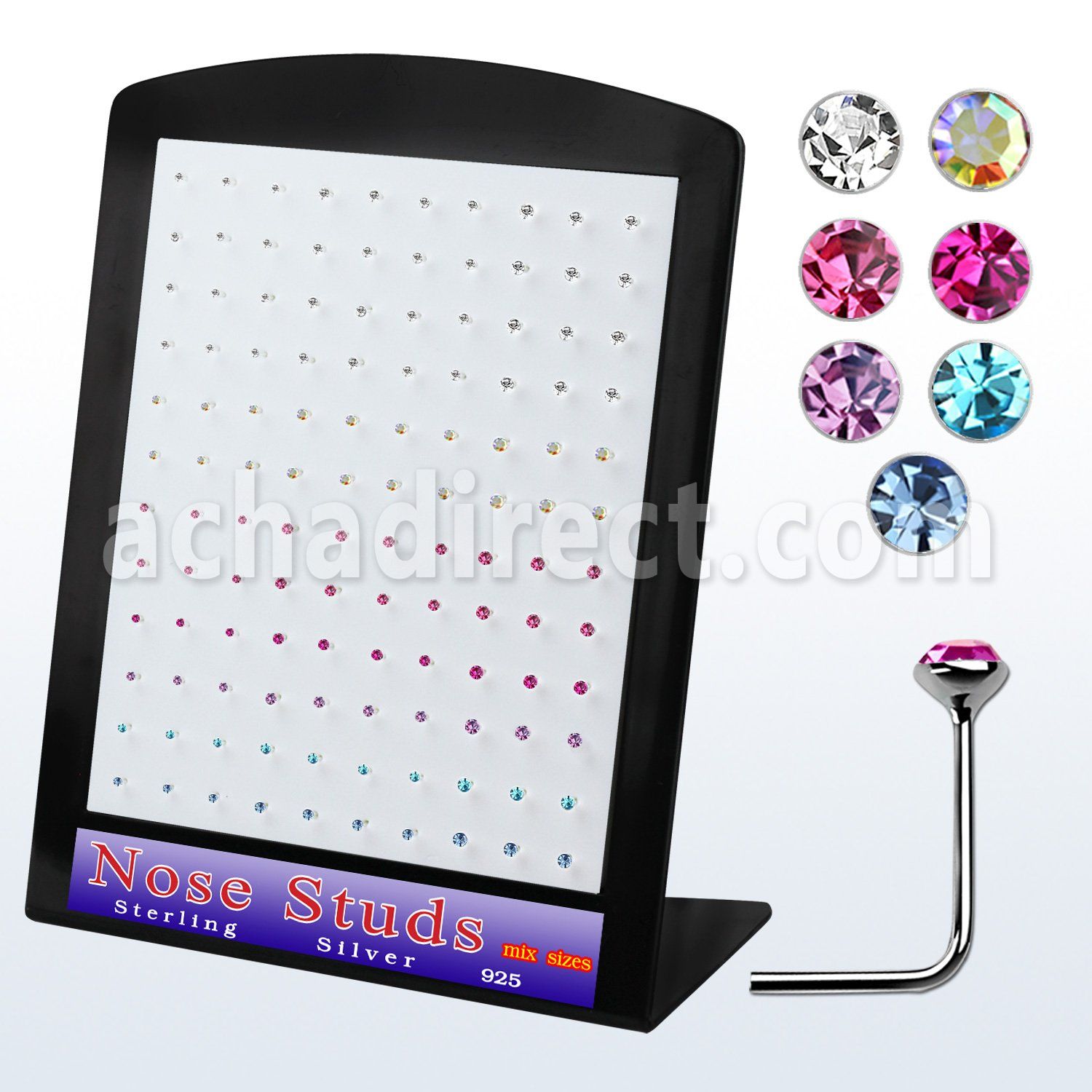 brnsmm display 120 piercing nariz l plata 925 0 6mm cristal redondo mayorista