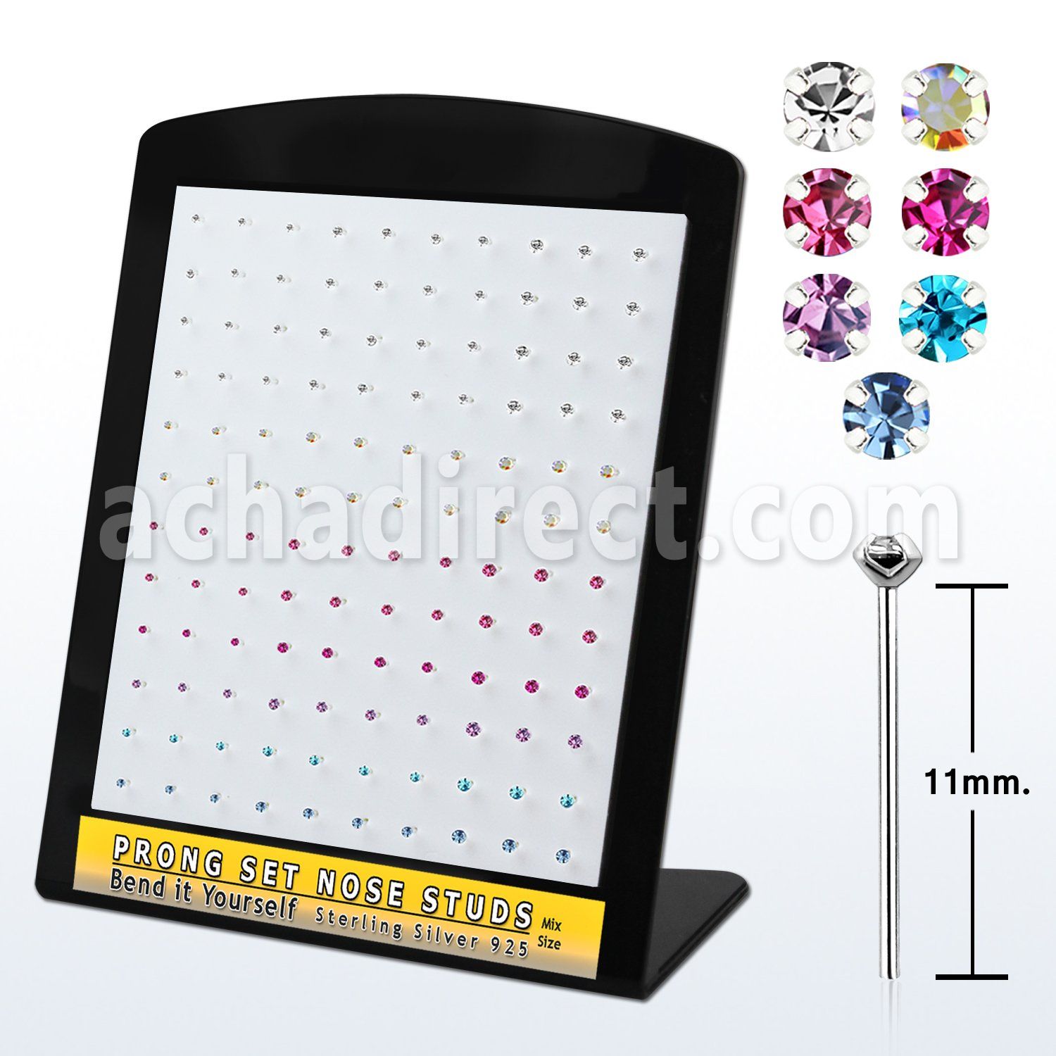 brnspbm display 120 piercing nariz doblar tu mismo plata 925 0 6mm cristal redondo 1.4mm 1 5mm 2mm distribuidor