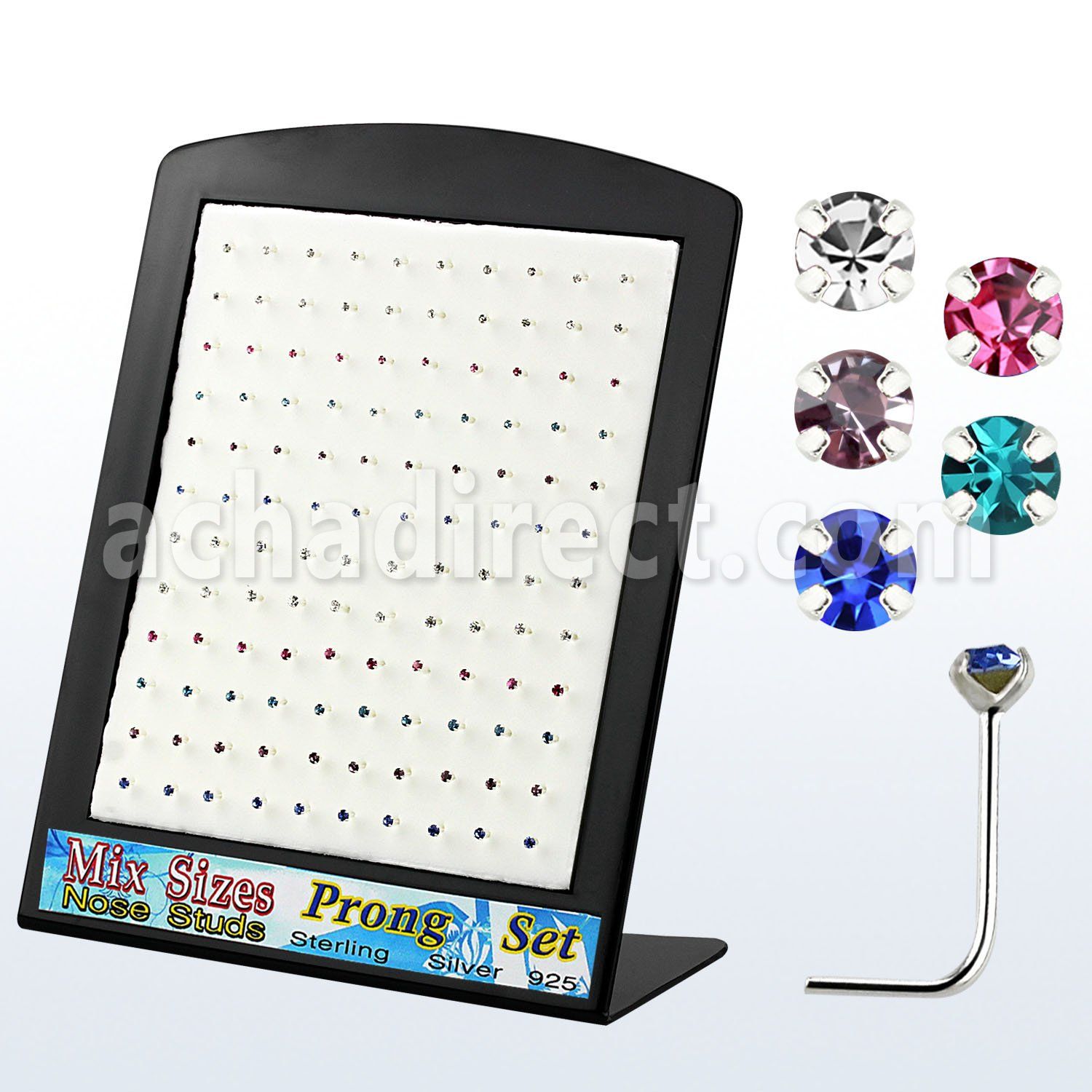 brnspmm display 120 piercing nariz l plata 925 0 6mm cristal redondo 1 5mm 2mm distribuidor mayorista