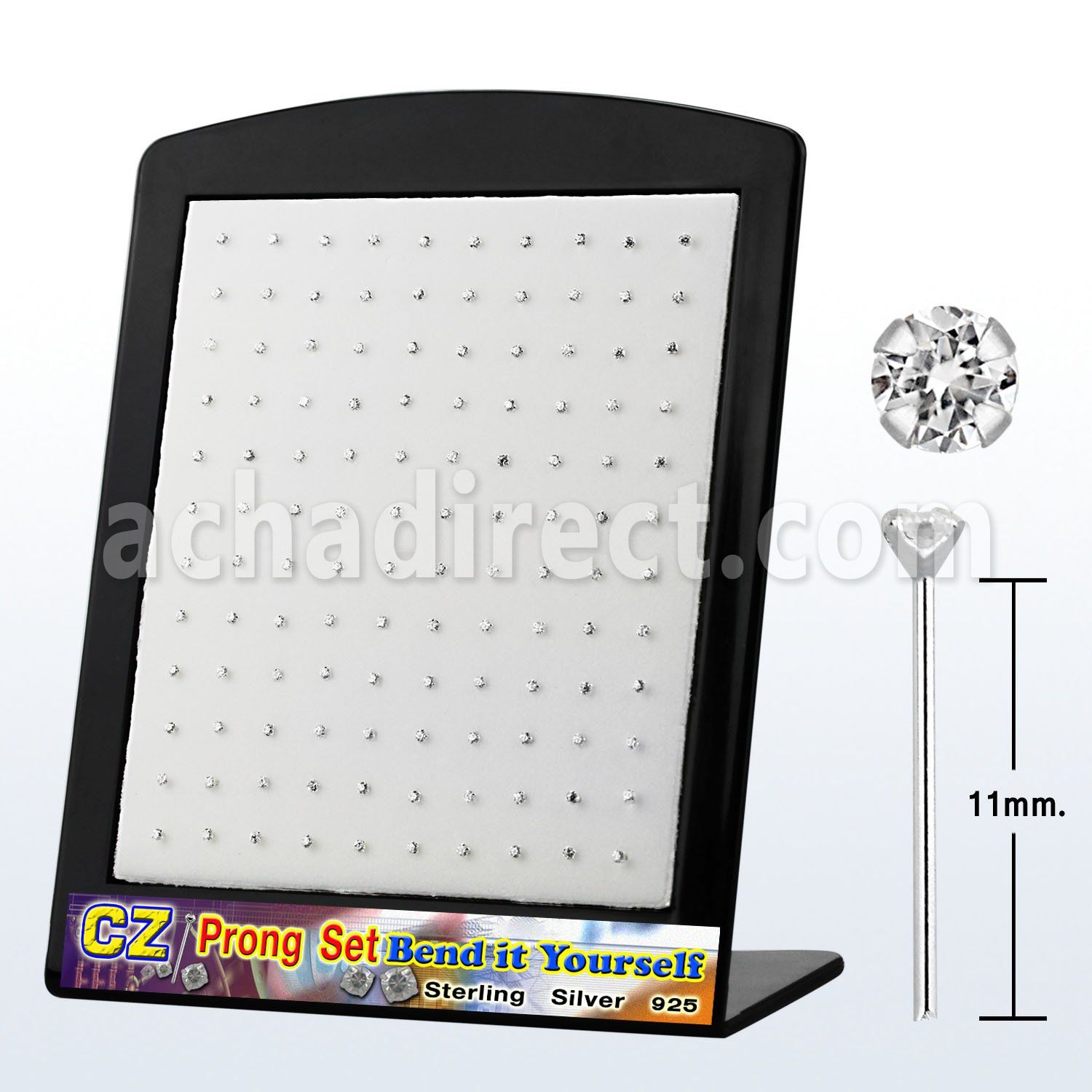 brnyczc display 120 piercing nariz doblar tu mismo plata esterlina 925 0 6mm 2mm zirconia al por mayor