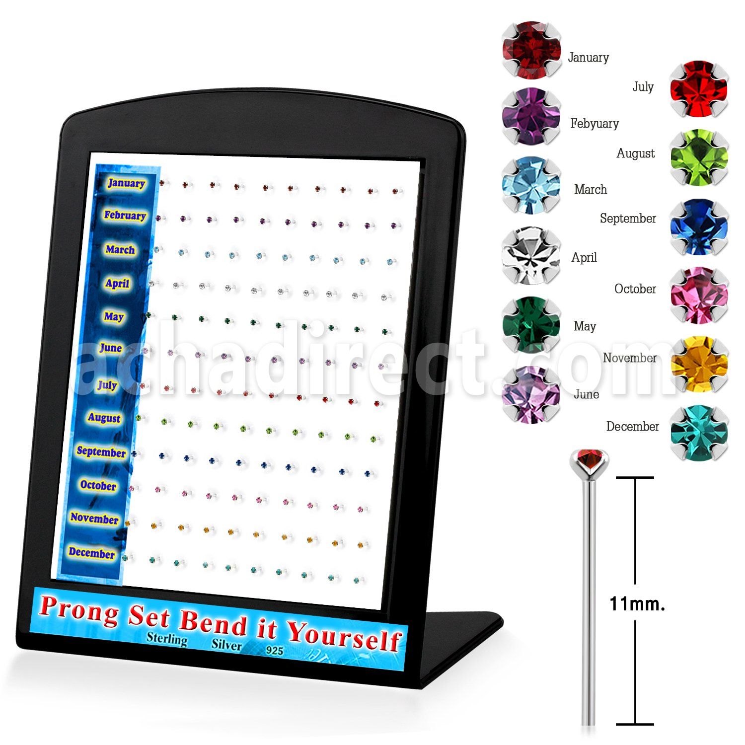 brnypbt display 120 piercing nariz doblar tu mismo plata esterlina 925 0 6mm cristal nacimiento 1 5mm distribuidor mayorista