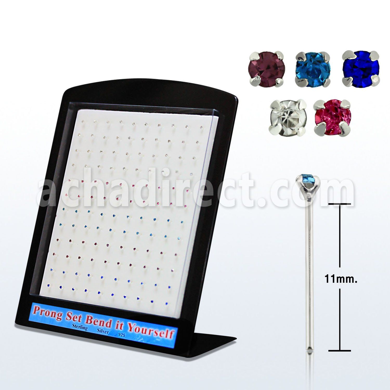 brnypm display 120 piercing nariz doblar tu mismo plata esterlina 925 0 6mm cristal 1 5mm distribuidor mayorista