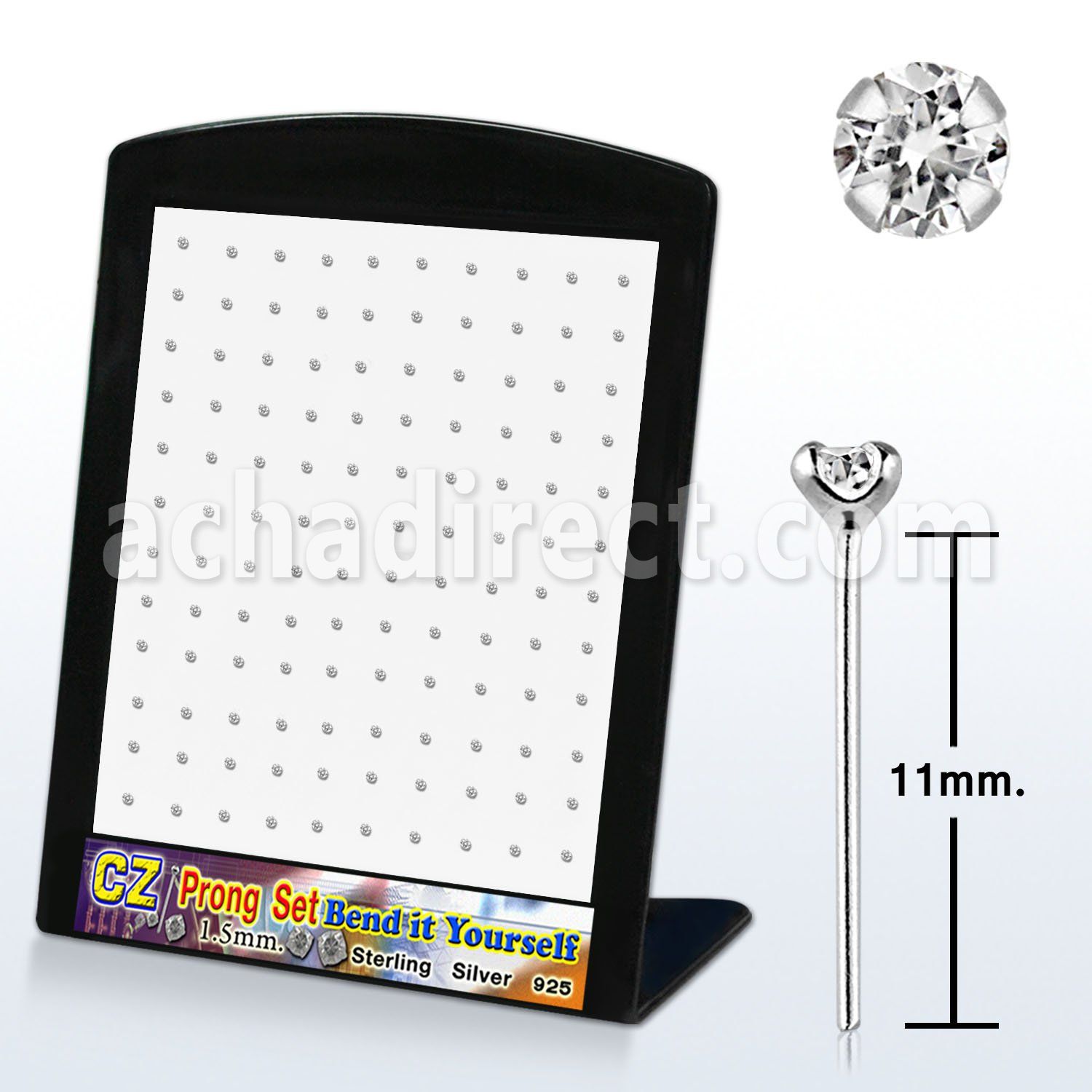 brnyzc display 120 plata esterlina piercing nariz doblar tu mismo 0 6mm zirconia redonda 1 5mm distribuidor