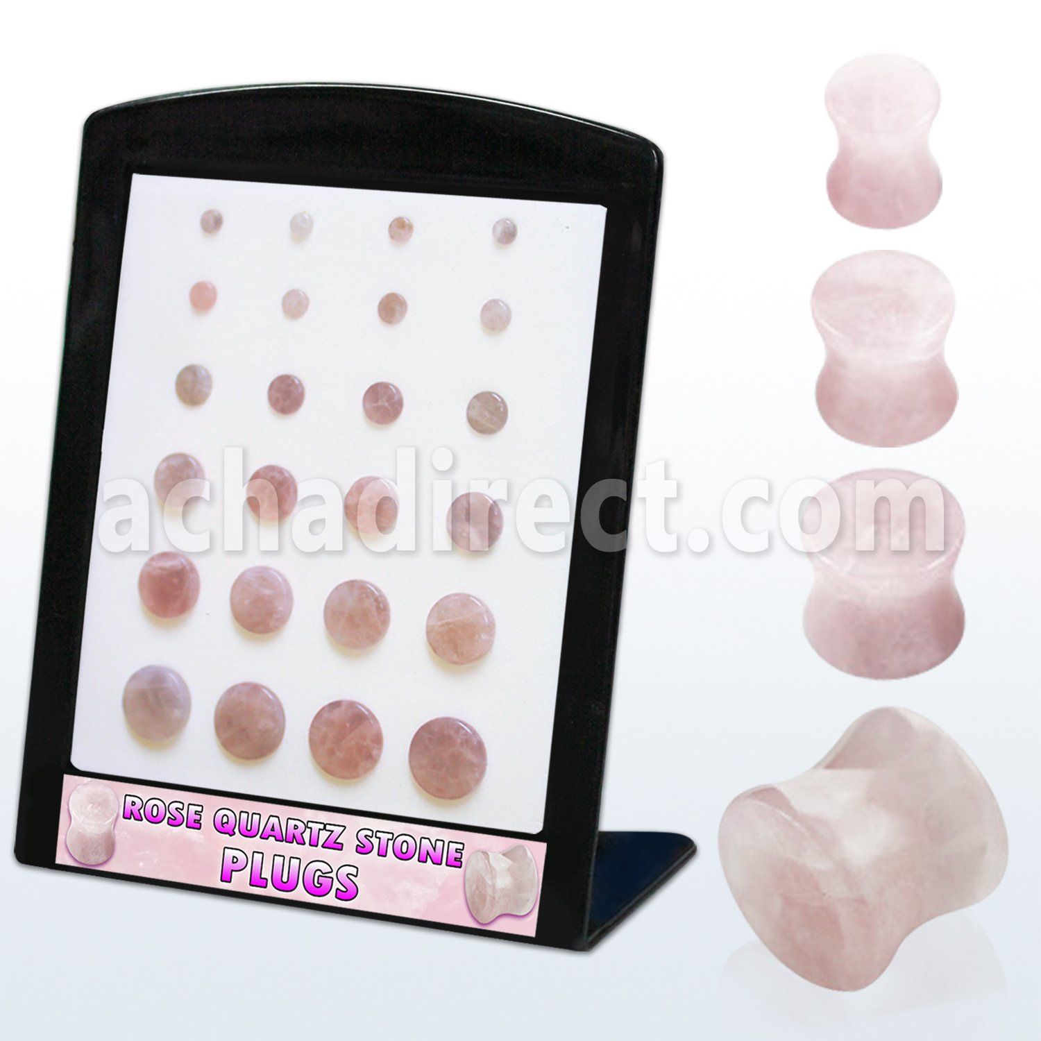 brpg116 display 24 dilataciones plug doble flare cuarzo rosa luna 4mm 12mm distribuidor mayorista