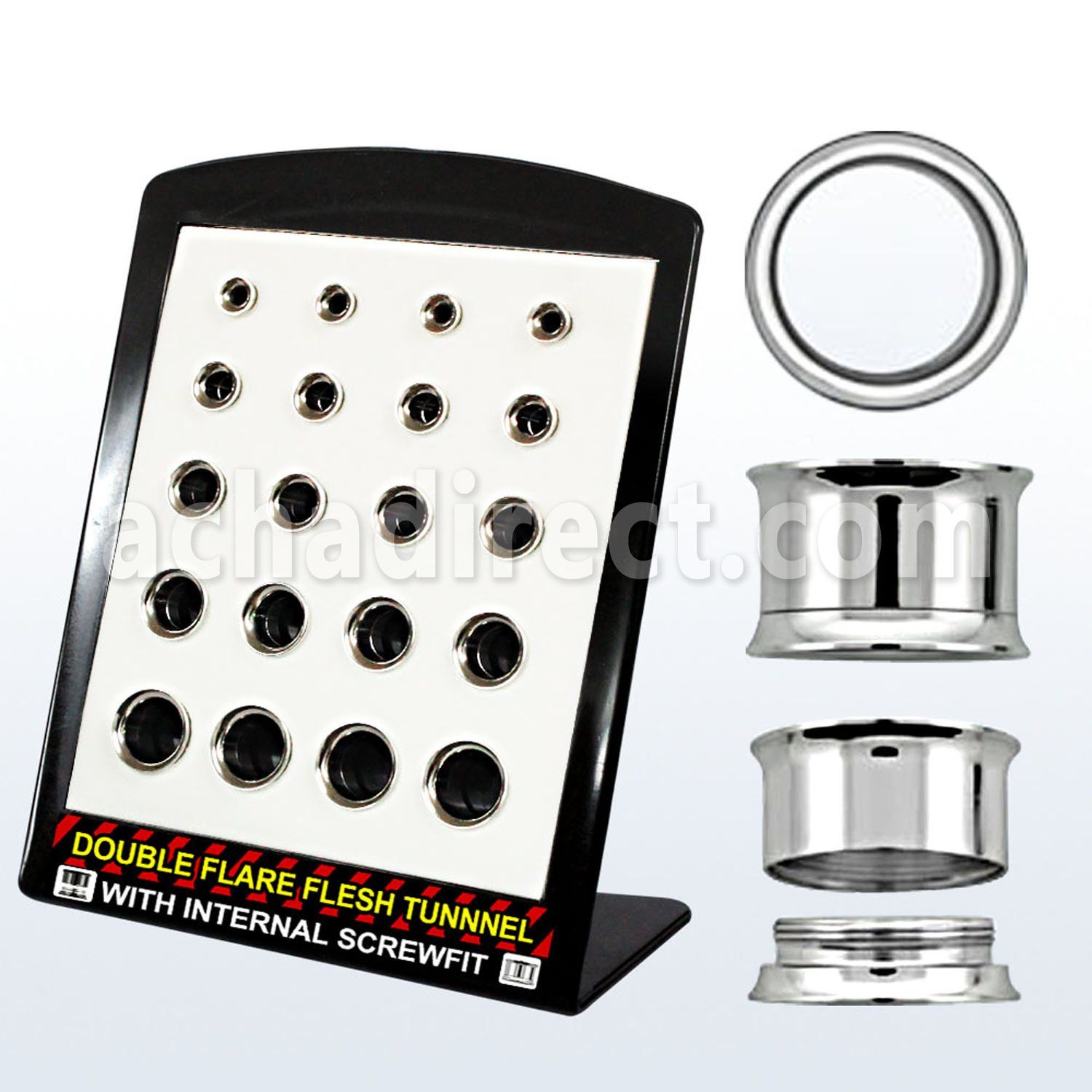 brpg149c display 20 dilatadores tunel doble flare acero rosca interna 2g 916 6mm 14mm distribuidor