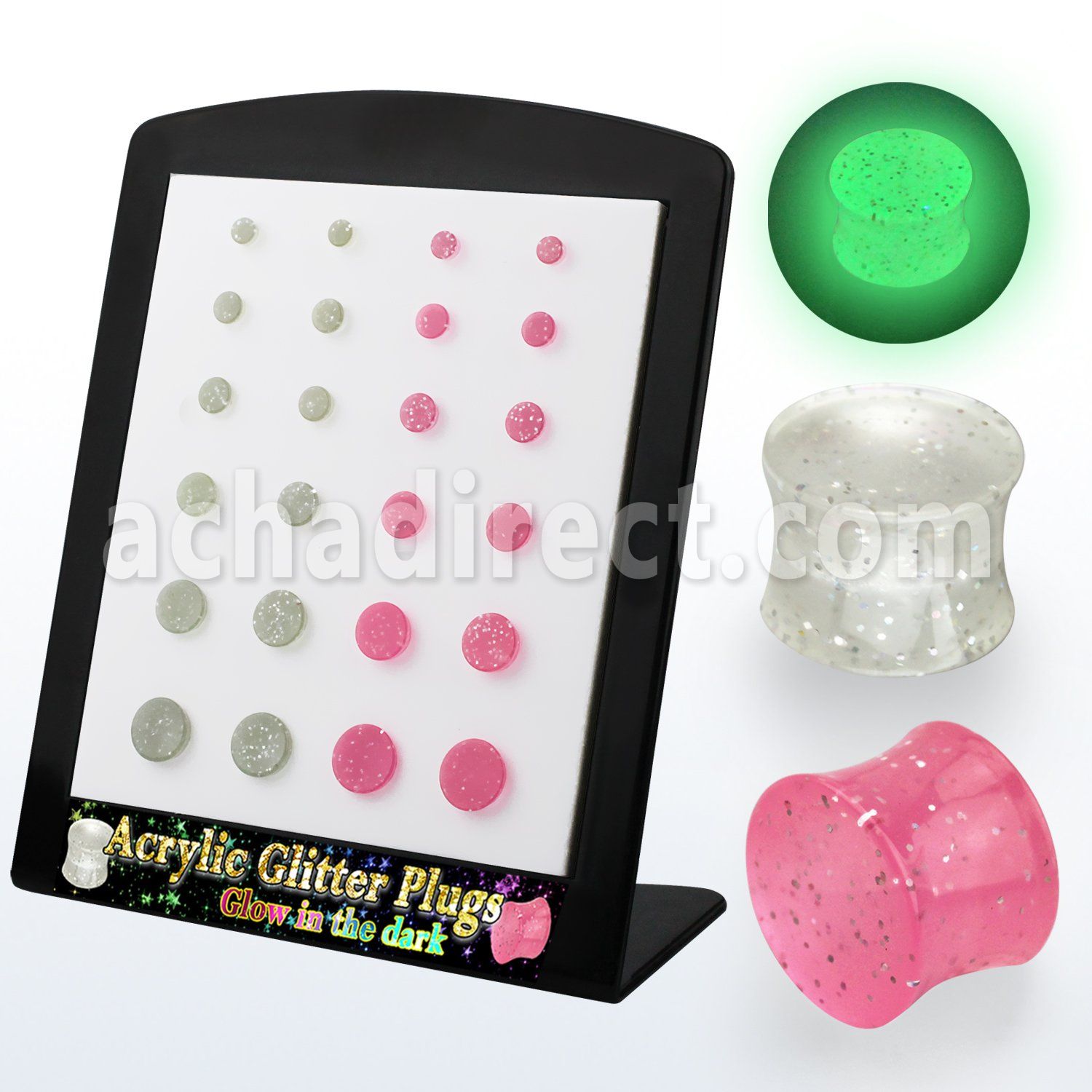 brpg163 display 24 plugs acrIlicos doble uso plug brillante durante dIa brilla oscuridad 8g 00g 3mm 10mm venta por mayor