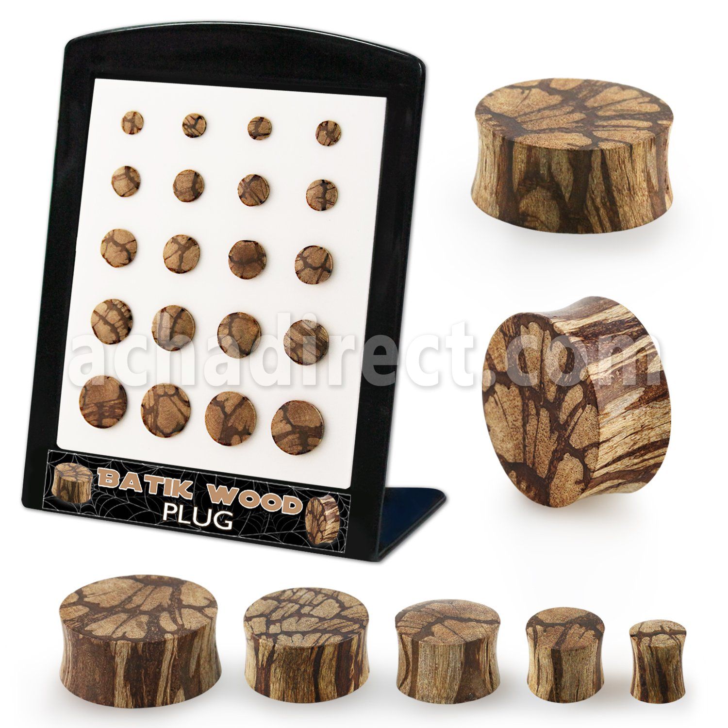 brpg202 solid batik wood double flare plugs 20pcs