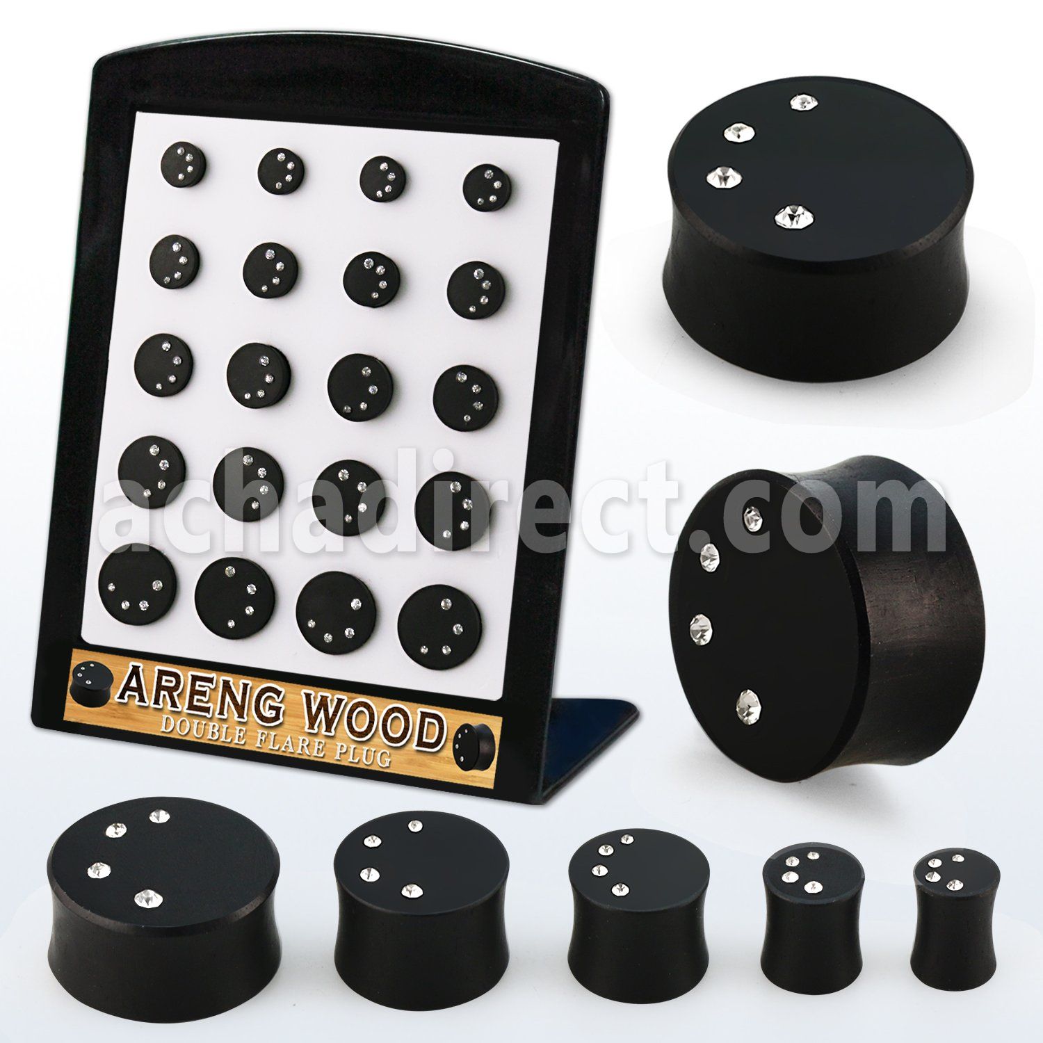 brpg209 al por mayor display 24 plugs doble flare pulida verde brillante 6g to 12 4mm  12mm distribuidor mayorista