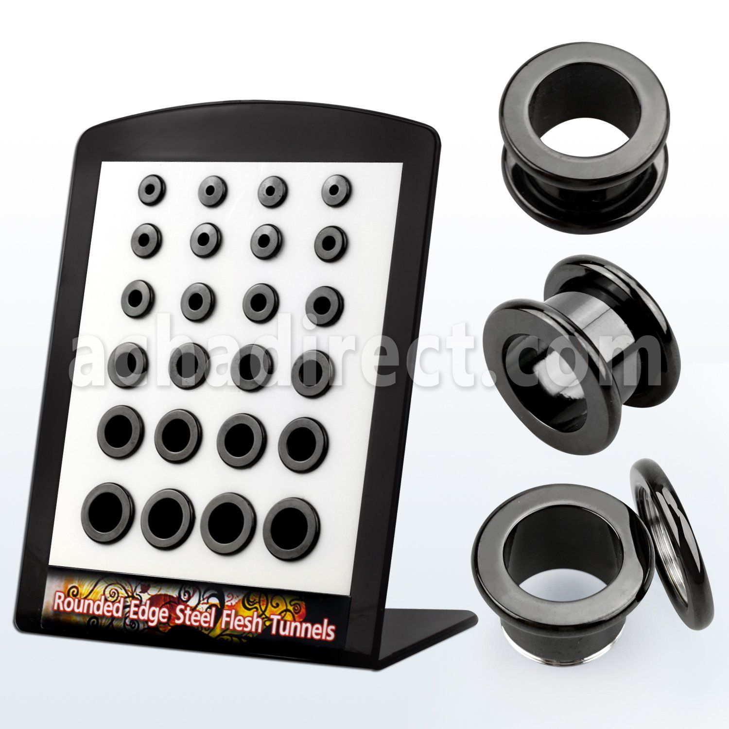 brpg4 mayorista display 24 dilatadores tunel doble flare acero tamanos variados distribuidor mayorista