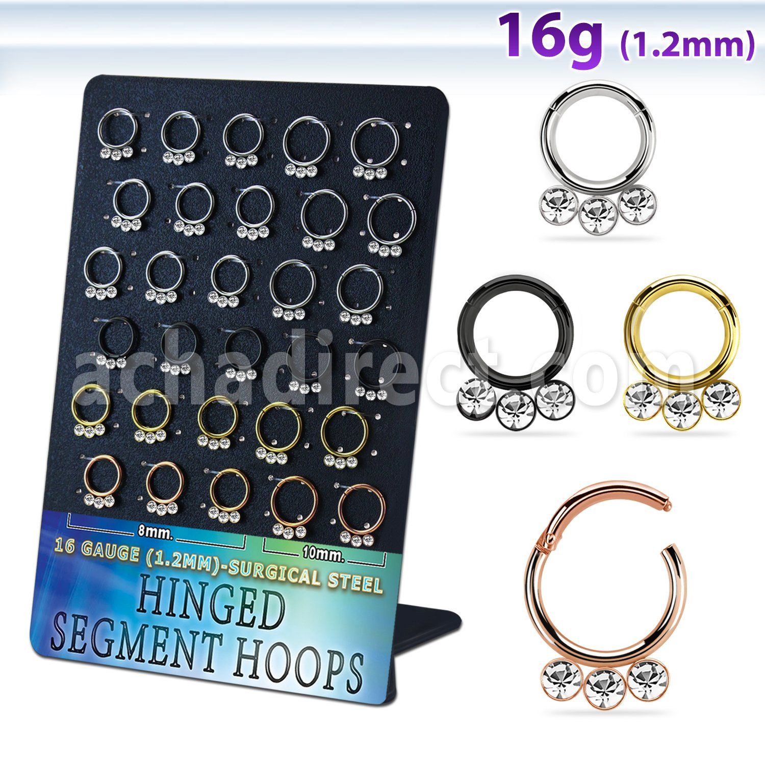 brsegh17 display aros segmento bisagras acero anodizado cristales