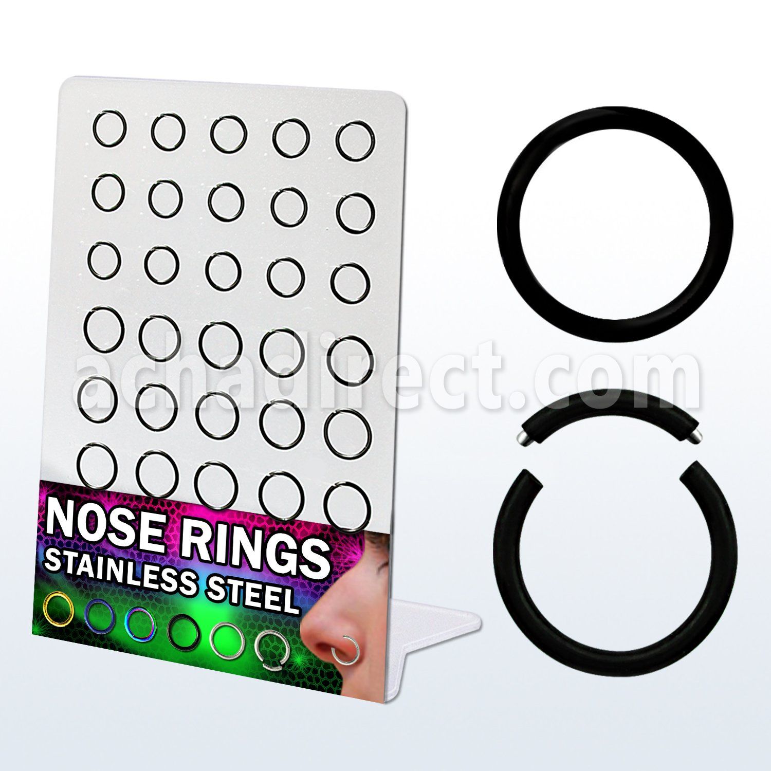 brsgt1 display 30 aros segmento pvd negro diametro 8mm 10mm distribuidor