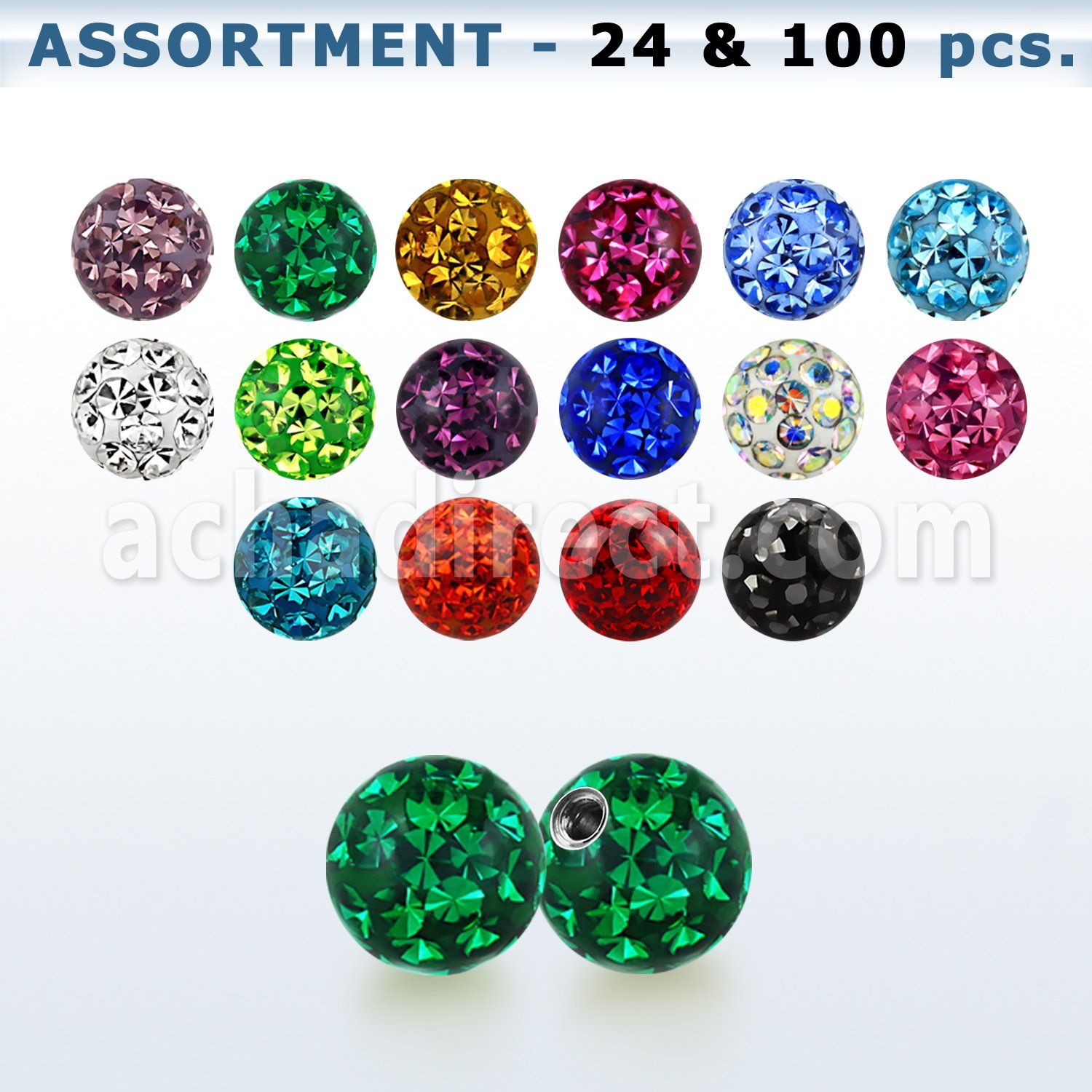bulk w 4mm multi crystal ball 20g resin cover