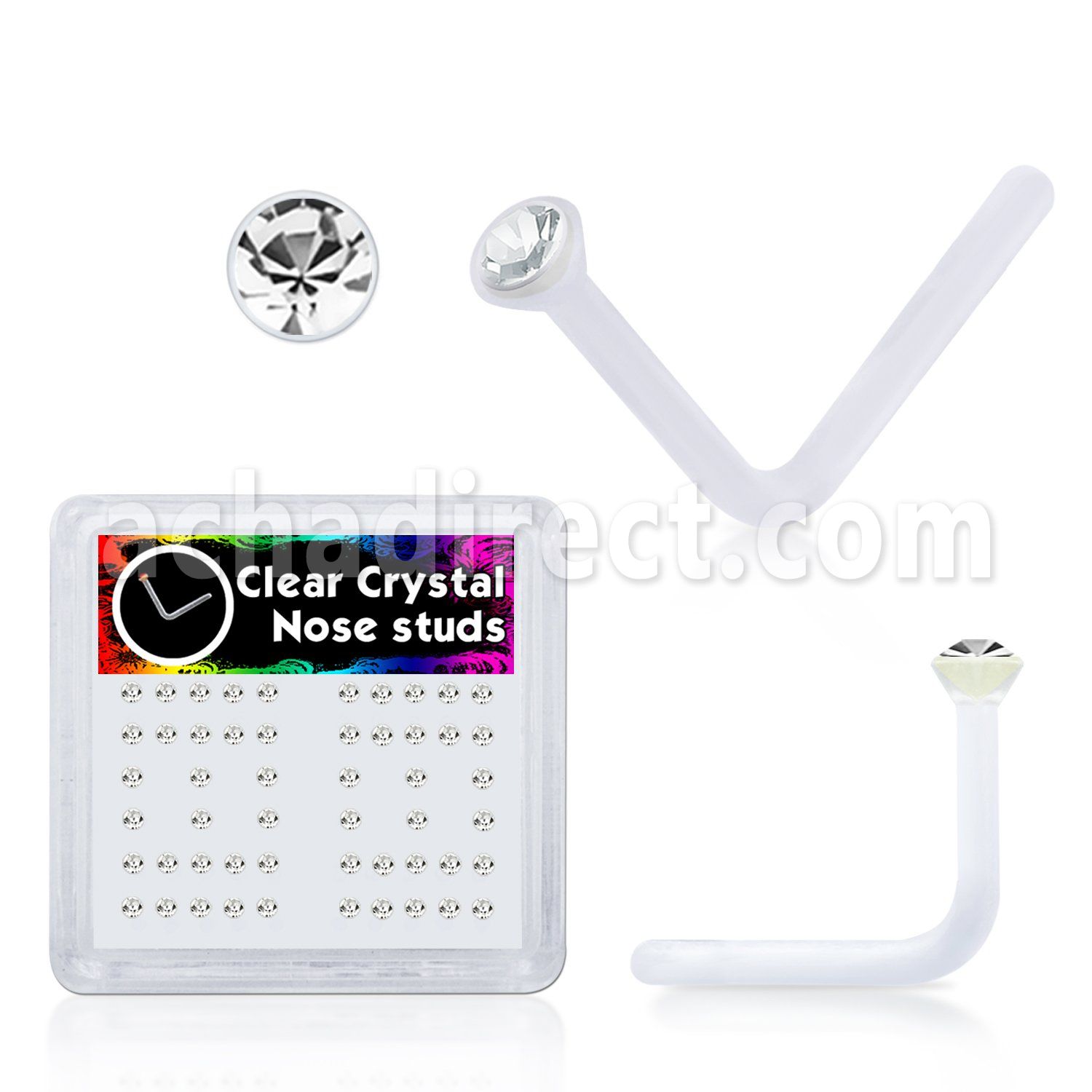 bxa27 caja display piercing nariz l acrilico transparente cristal claro redondo 2mm venta