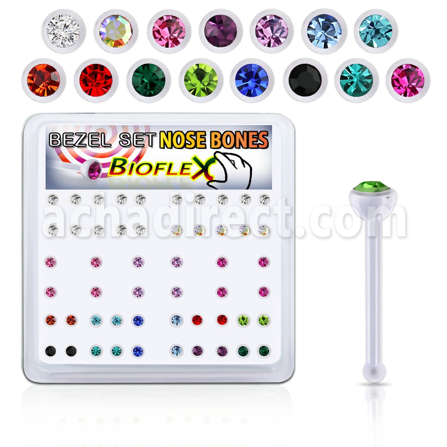 bxa35 caja piercing nariz hueso bio flexible redonda 2 5mm cristal swarovski bisel venta
