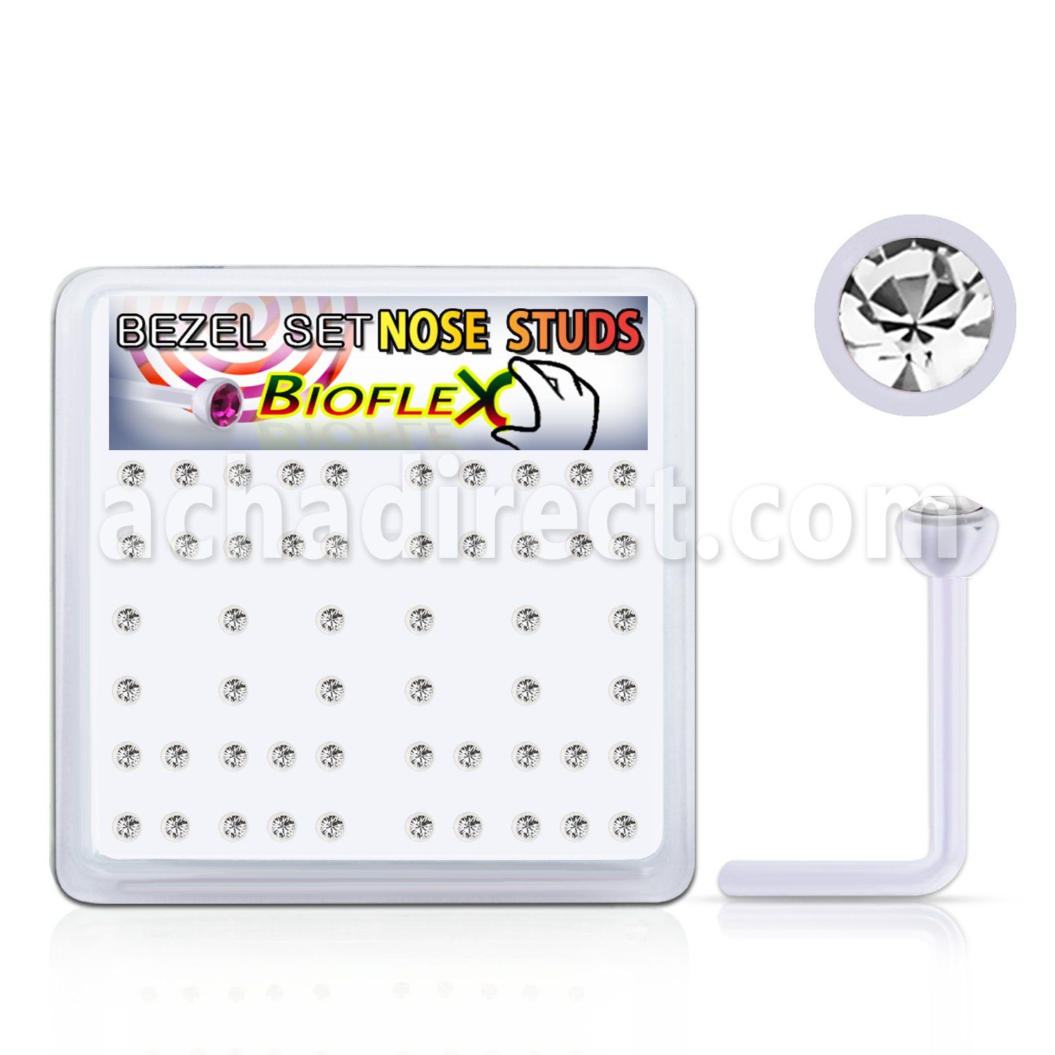 bxa36 caja piercing nariz l bio flexible redonda 2mm cristal swarovski bisel al por mayor