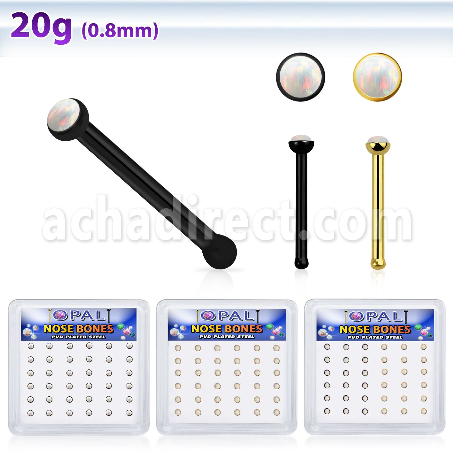 bxbop4 caja 36 piercing nariz hueso acero 316l anodizado opalos sinteticos redondos 1 5mm al por mayor