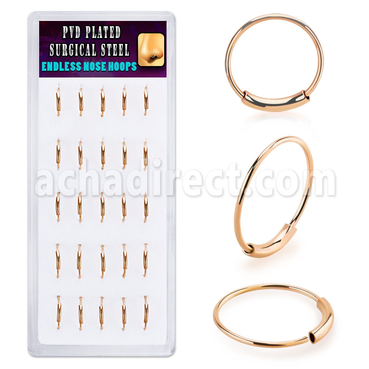 bxend3 rosegold pvd 316l steel endless nose rings display 25
