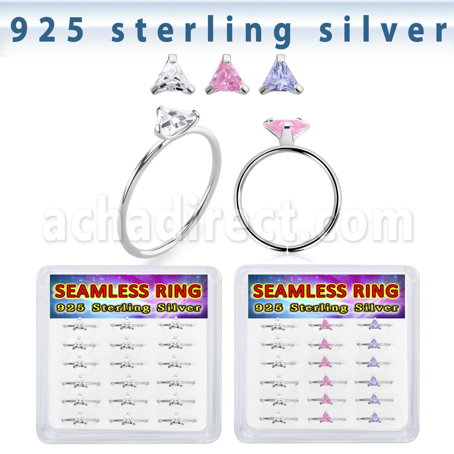 bxnhmx6 silver seamless nose ring 22g triangle color 18pcs