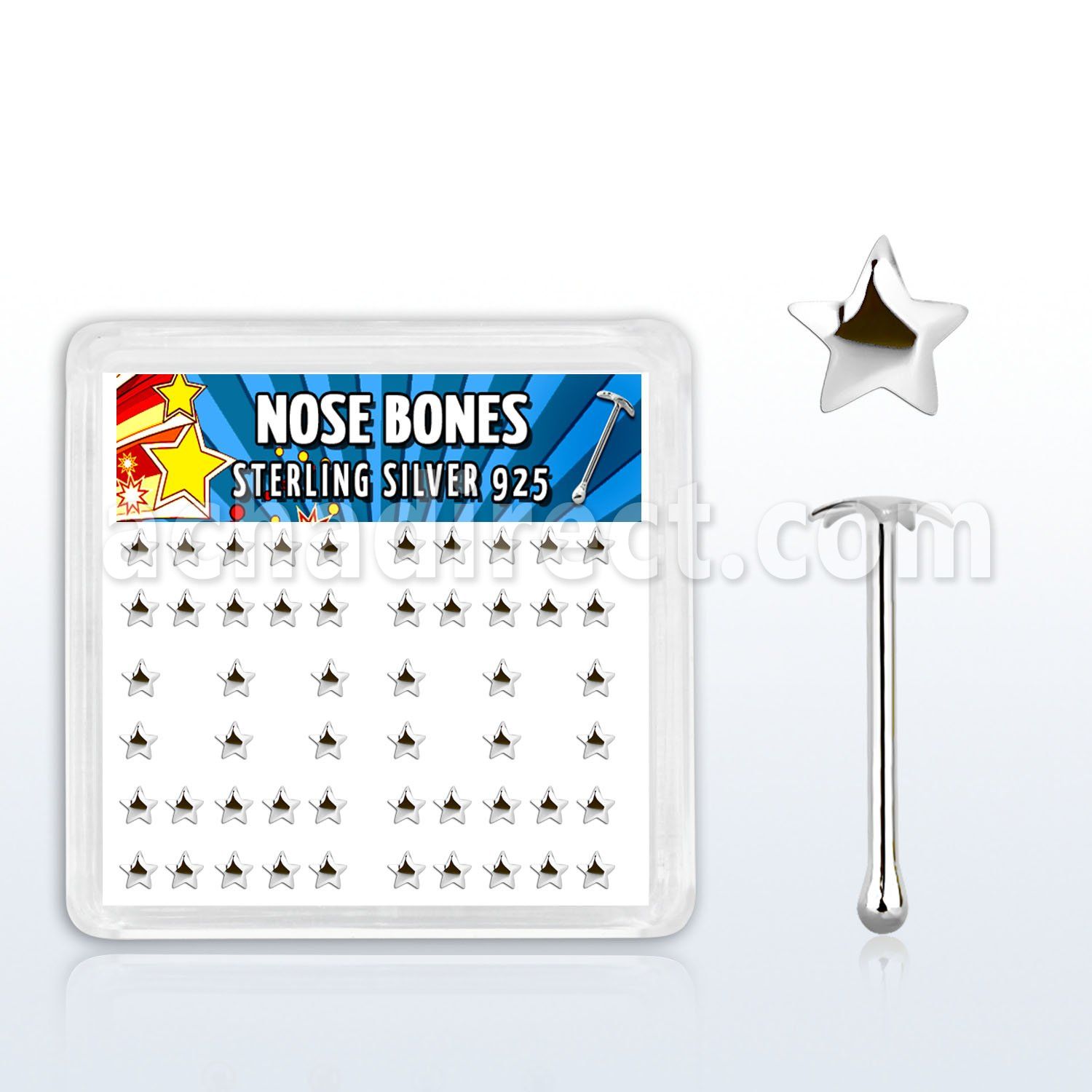 bxvsar caja display piercing nariz hueso plata 0 6mm corazon plata lisa mayorista