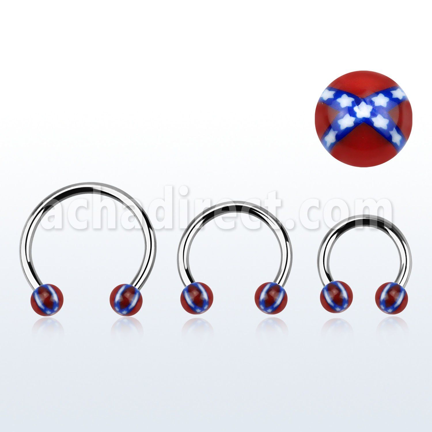cbedxs barbell circular acero quirurgico bolas acrilicas 3mm bandera confederada mayorista