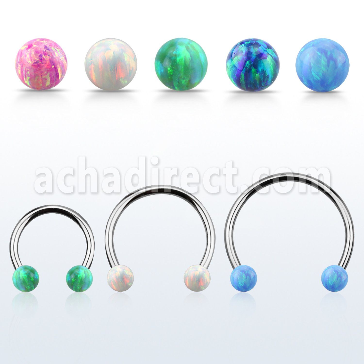 cbeop4l barbell circular diametro acero 316l bolas 4mm opalo usar como arete al por mayor