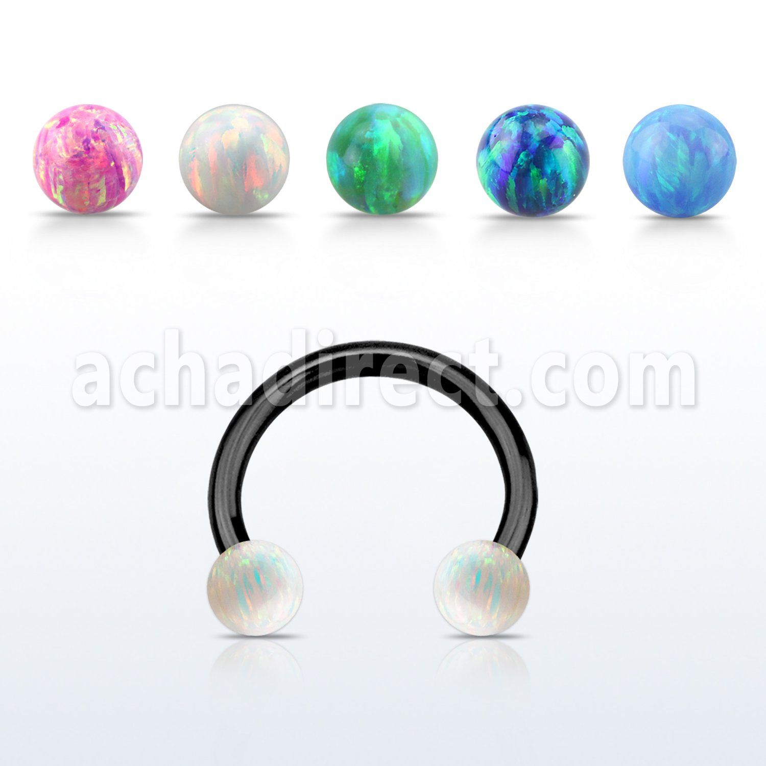 cbetop4 barbell circular acero 316l anodizado bolas opalo 4mm distribuidor