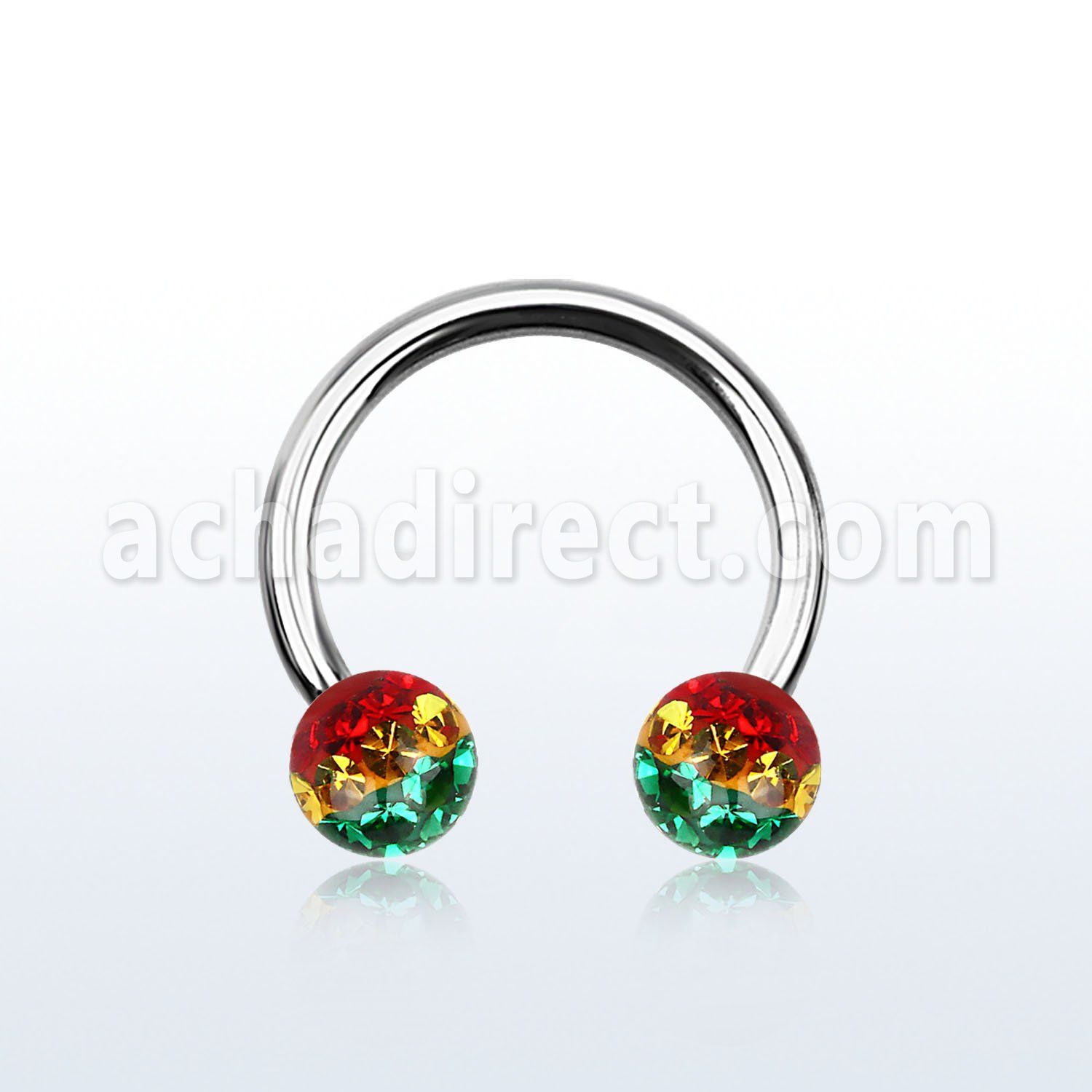 cbfr5r barbell circular acero quirurgico bolas 5mm multi cristal rayas colores rasta mayorista