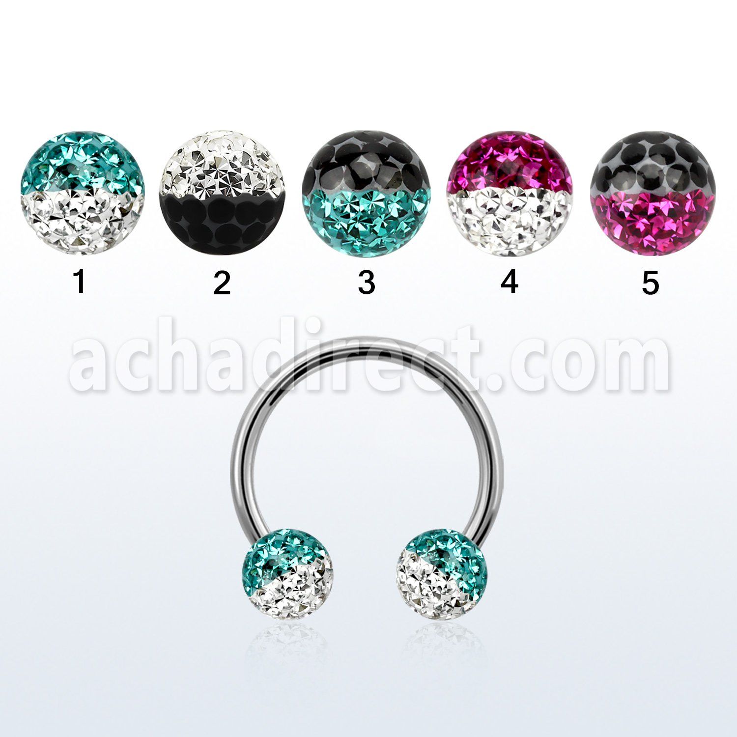 cbfr6e barbell circular acero quirurgico bolas 6mm multi cristal colores distribuidor mayorista