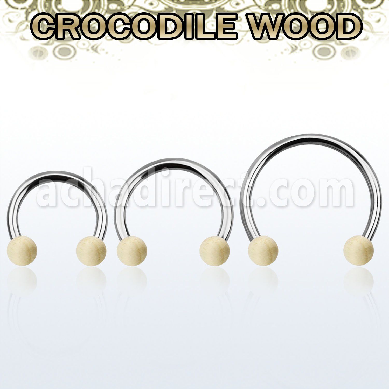 cbmcr5l barbell circular diametro acero 316l bolas 5 mm madera cocodrilo usar como arete distribuidor